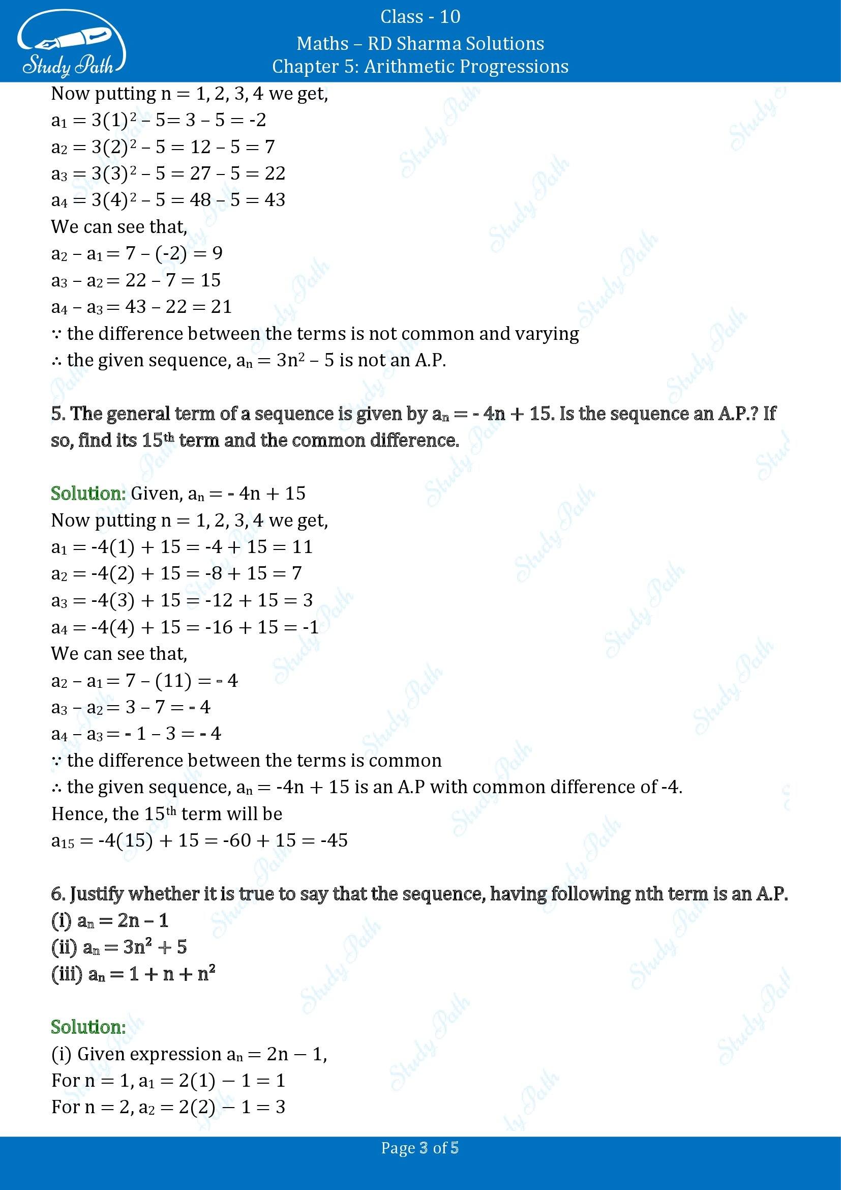 RD Sharma Solutions Class 10 Chapter 5 Arithmetic Progressions Exercise 5.2 00003