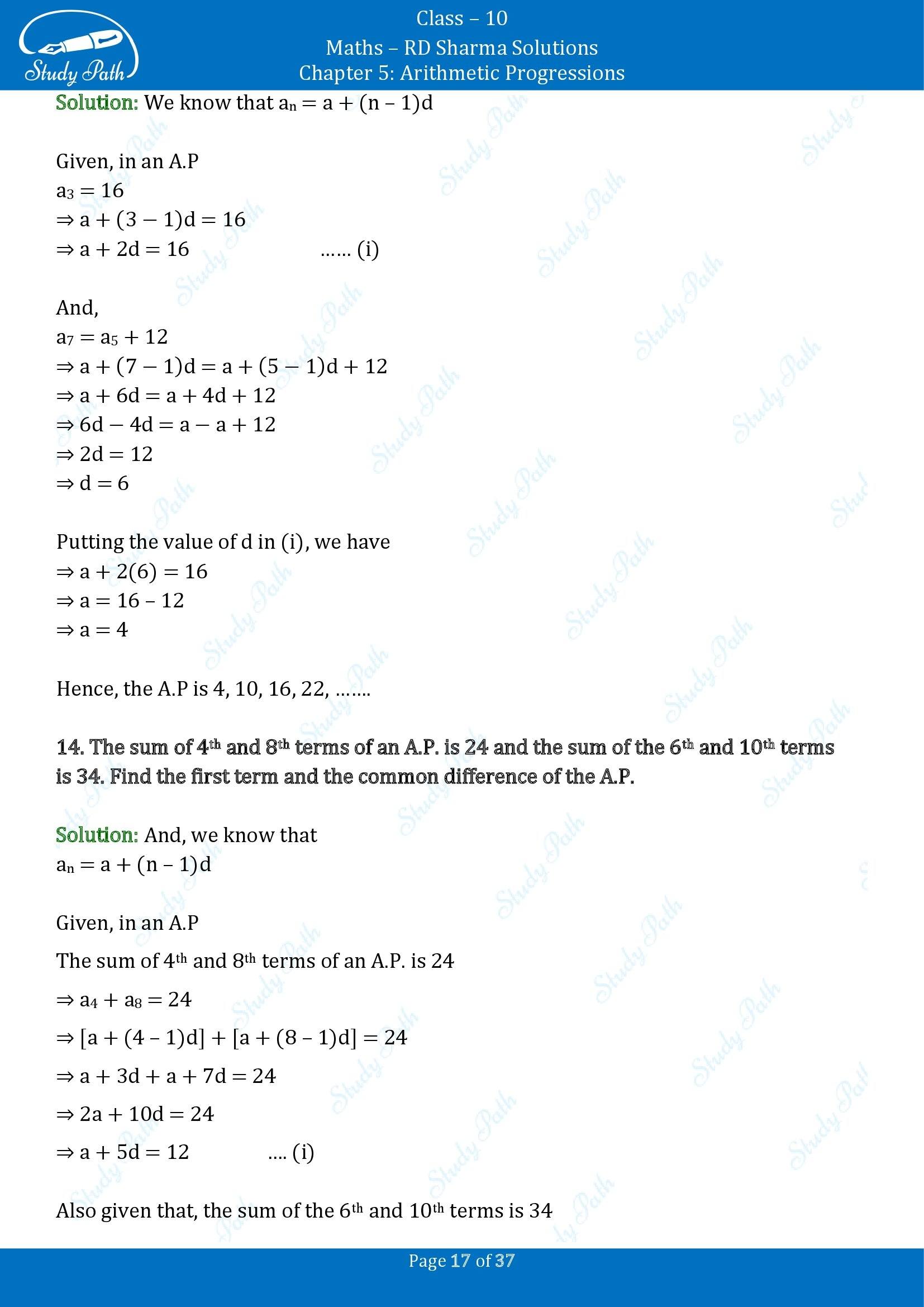 RD Sharma Solutions Class 10 Chapter 5 Arithmetic Progressions Exercise 5.4 00017