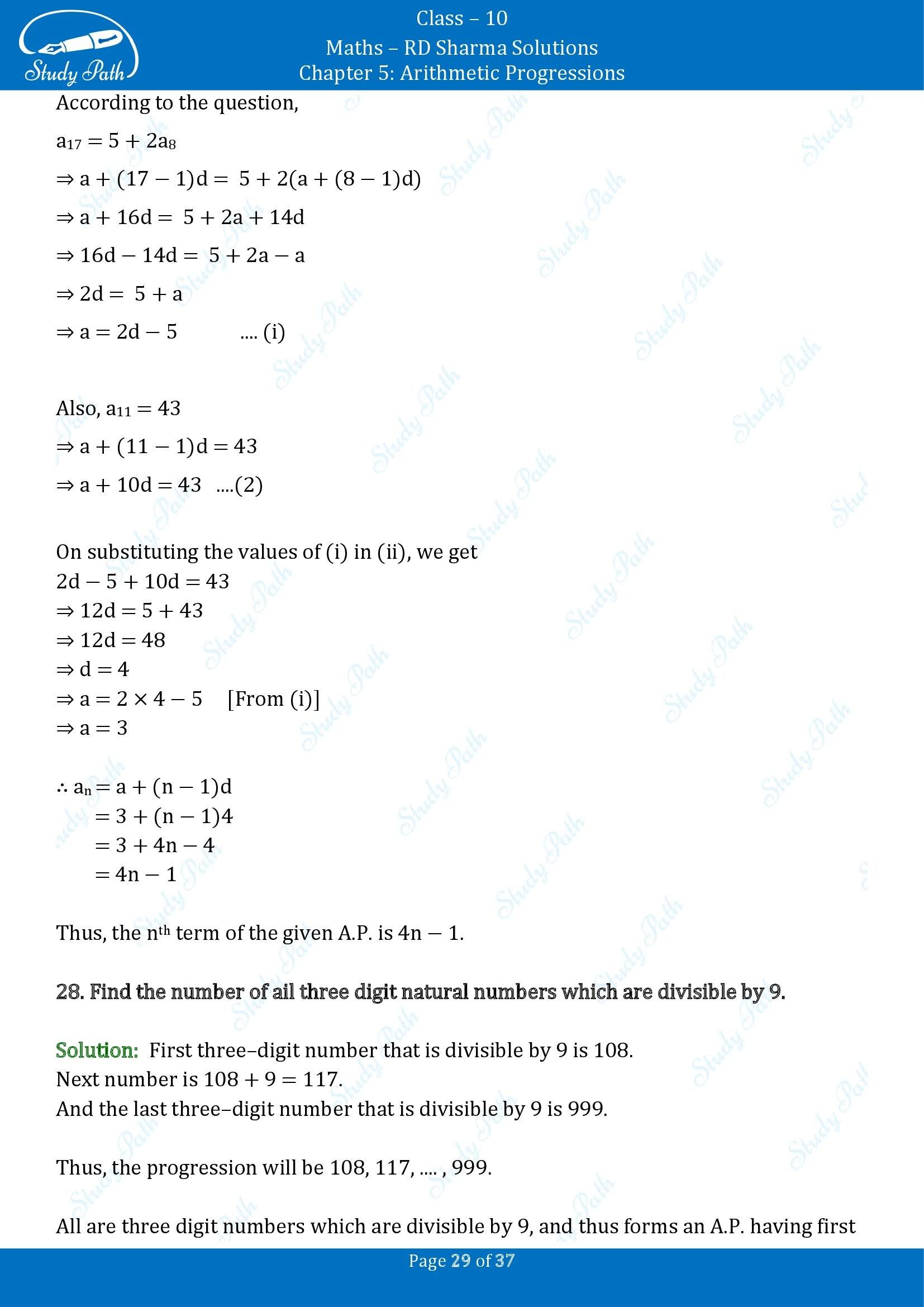 RD Sharma Solutions Class 10 Chapter 5 Arithmetic Progressions Exercise 5.4 00029