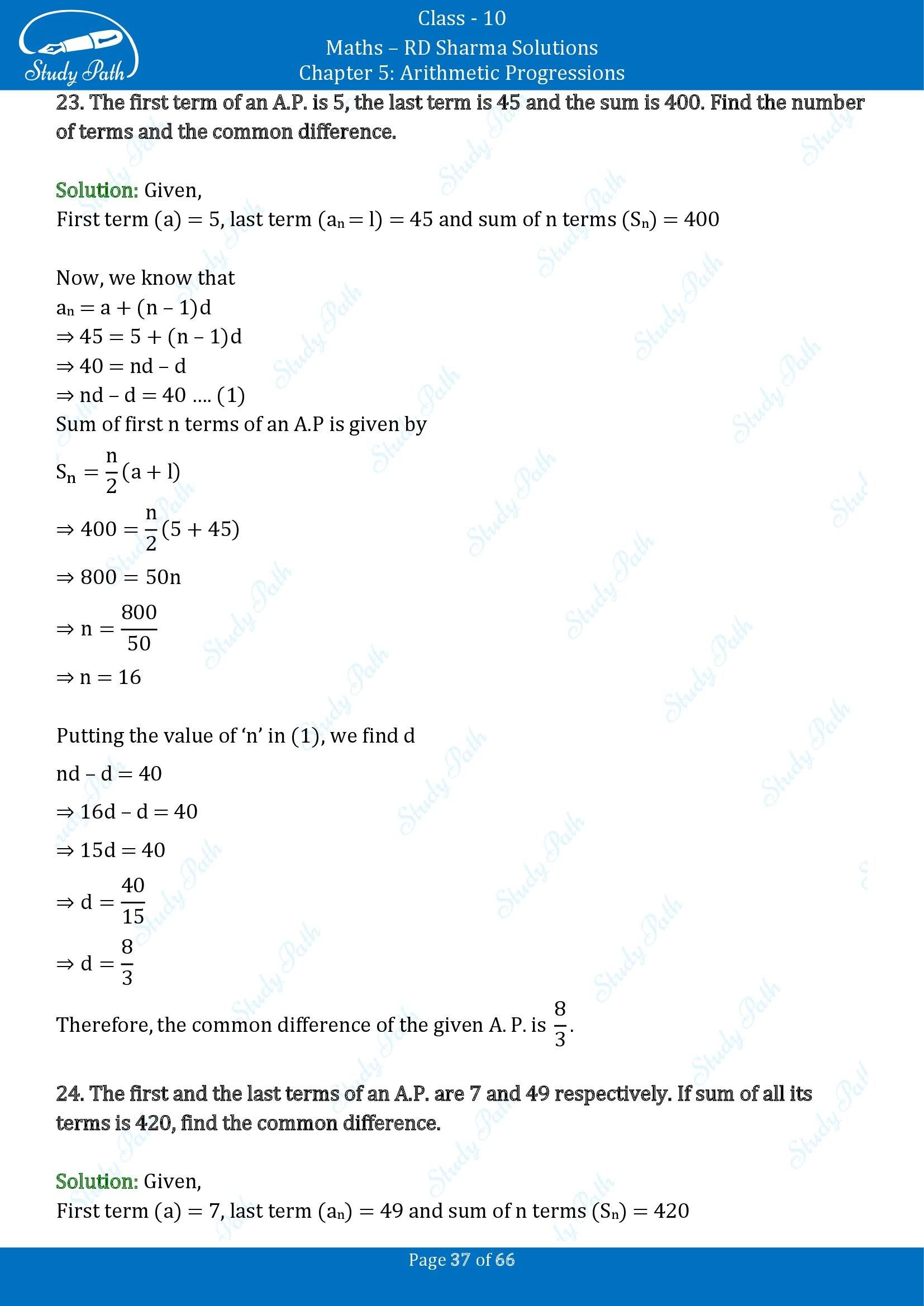 RD Sharma Solutions Class 10 Chapter 5 Arithmetic Progressions Exercise 5.6 00037
