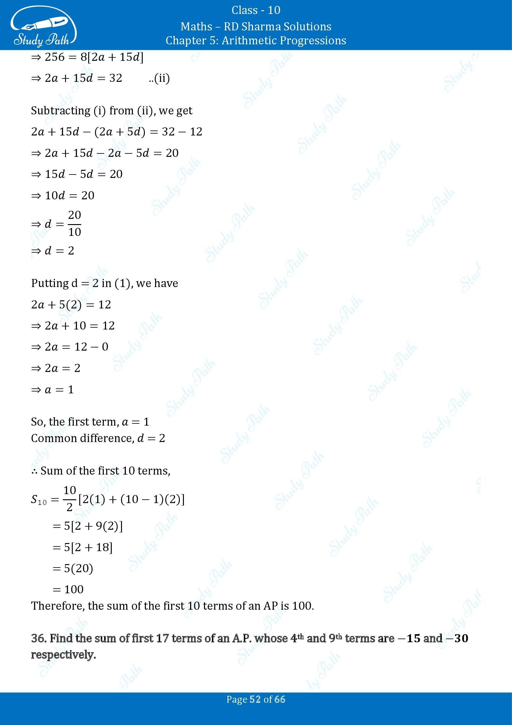 RD Sharma Solutions Class 10 Chapter 5 Arithmetic Progressions Exercise 5.6 00052