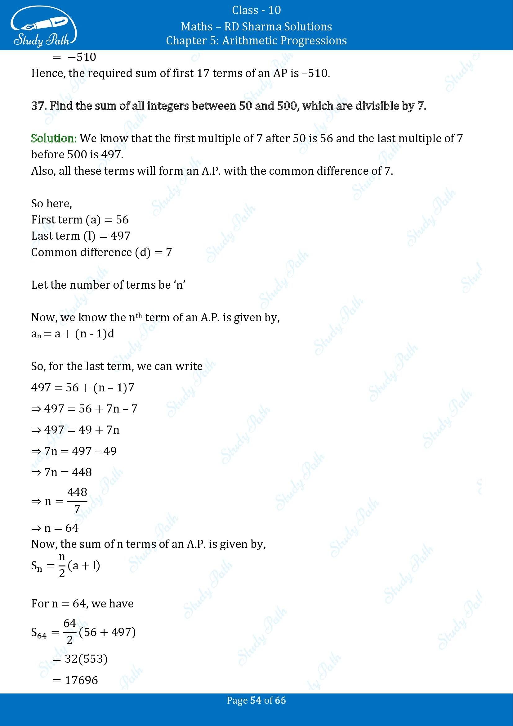 RD Sharma Solutions Class 10 Chapter 5 Arithmetic Progressions Exercise 5.6 00054