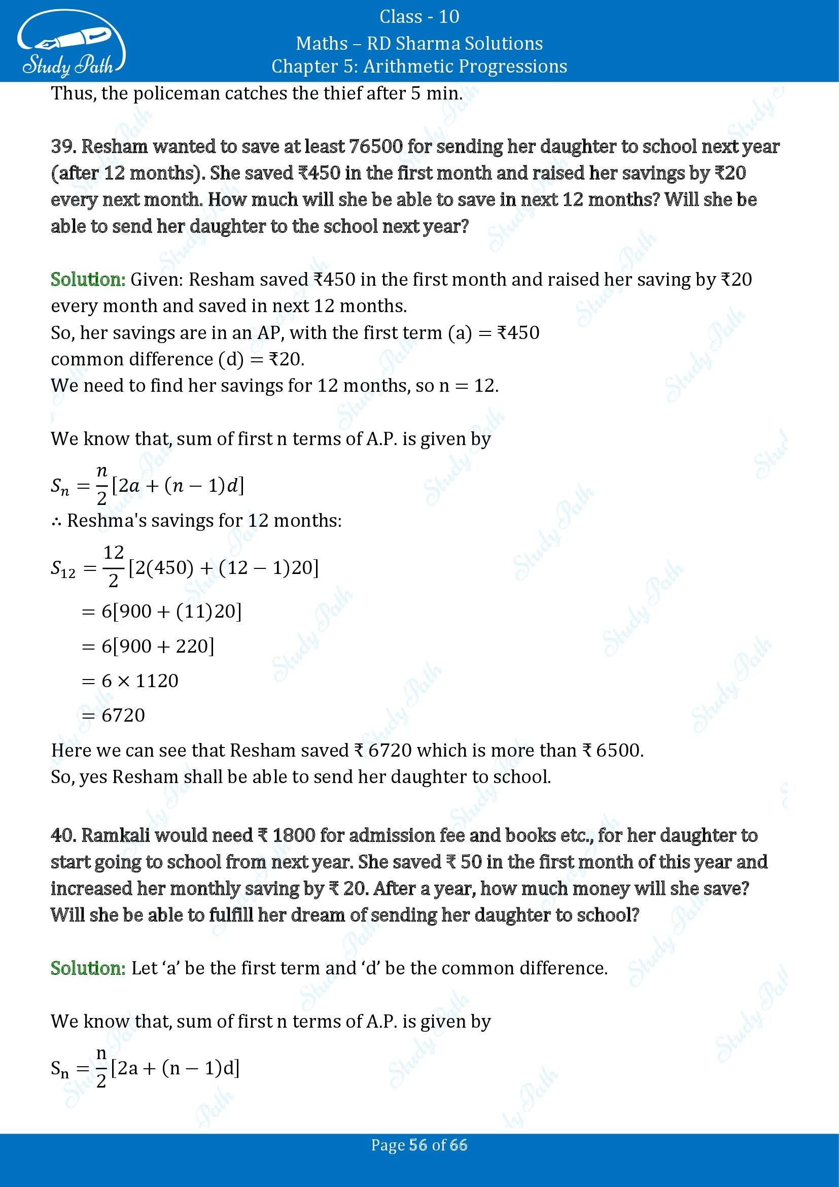 RD Sharma Solutions Class 10 Chapter 5 Arithmetic Progressions Exercise 5.6 00056