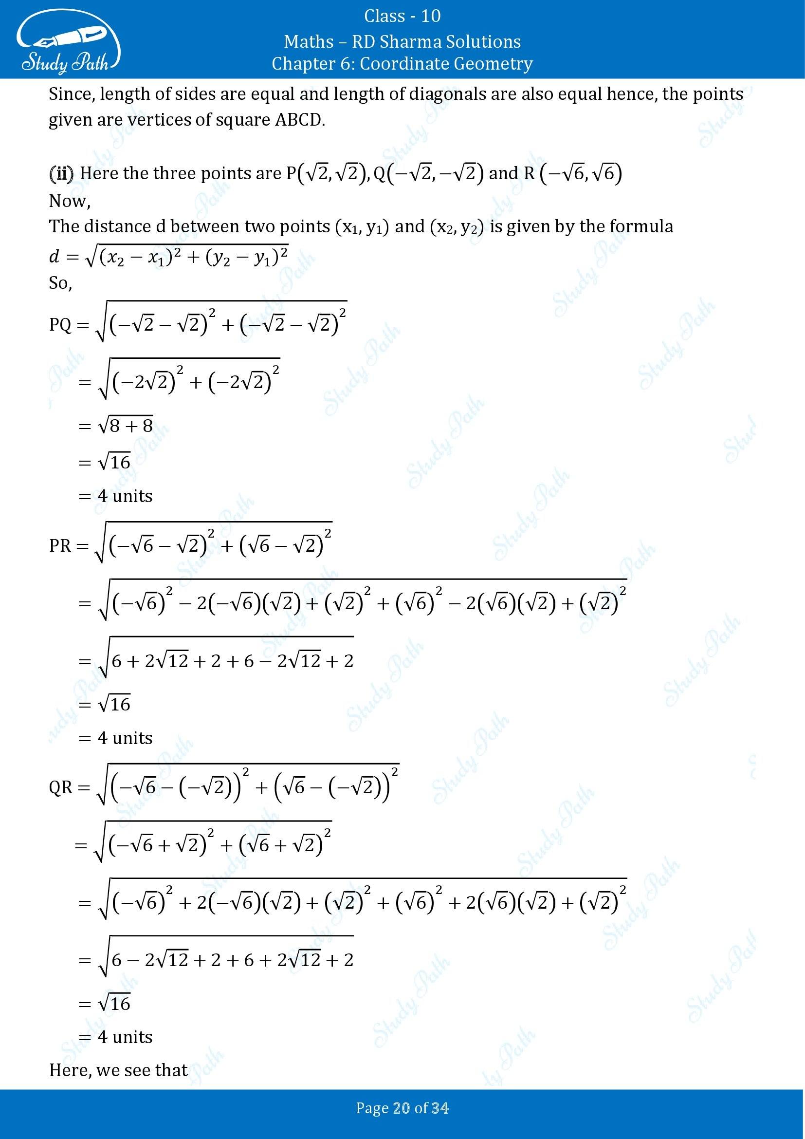 RD Sharma Solutions Class 10 Chapter 6 Coordinate Geometry Exercise 6.2 00020