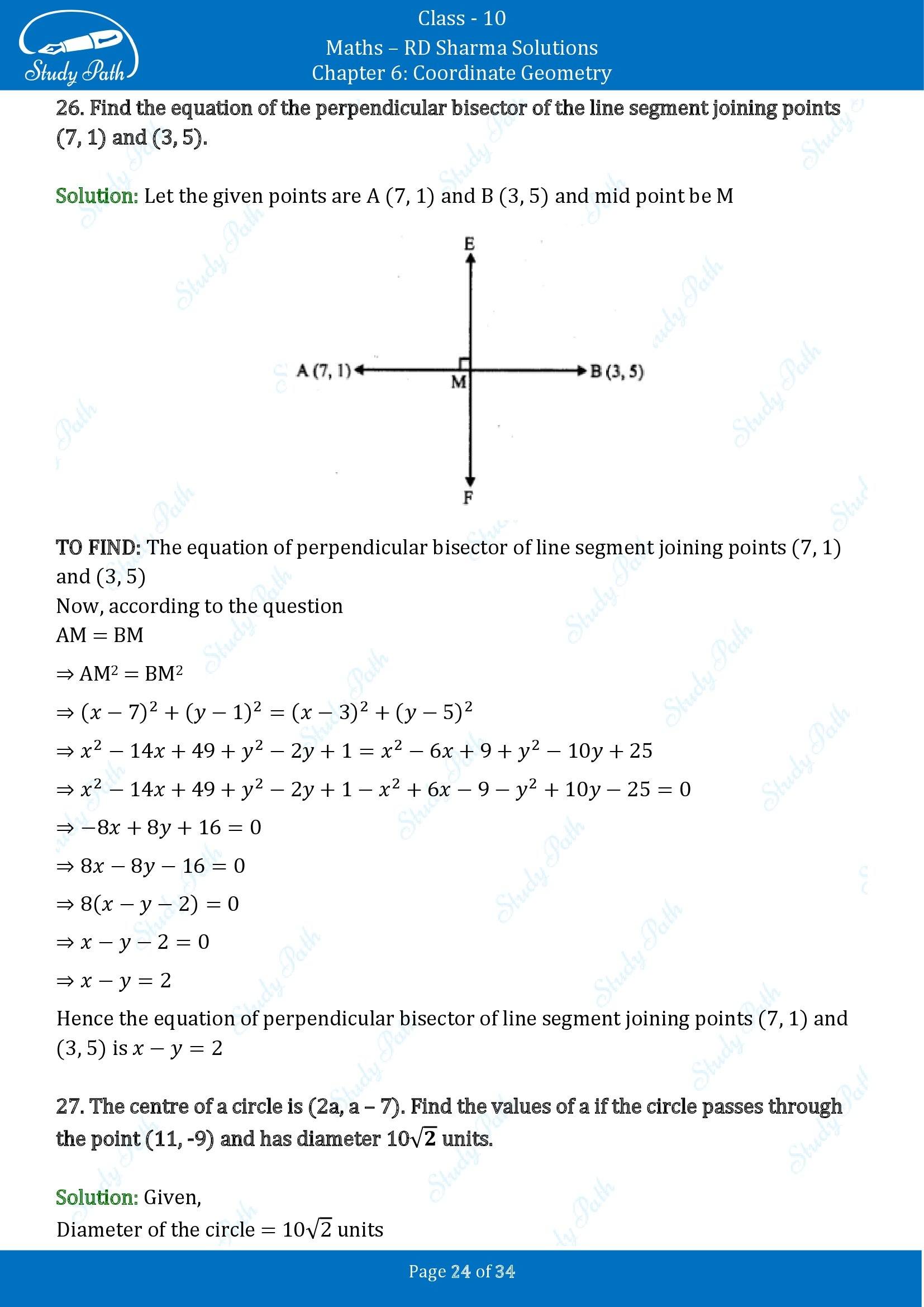 RD Sharma Solutions Class 10 Chapter 6 Coordinate Geometry Exercise 6.2 00024