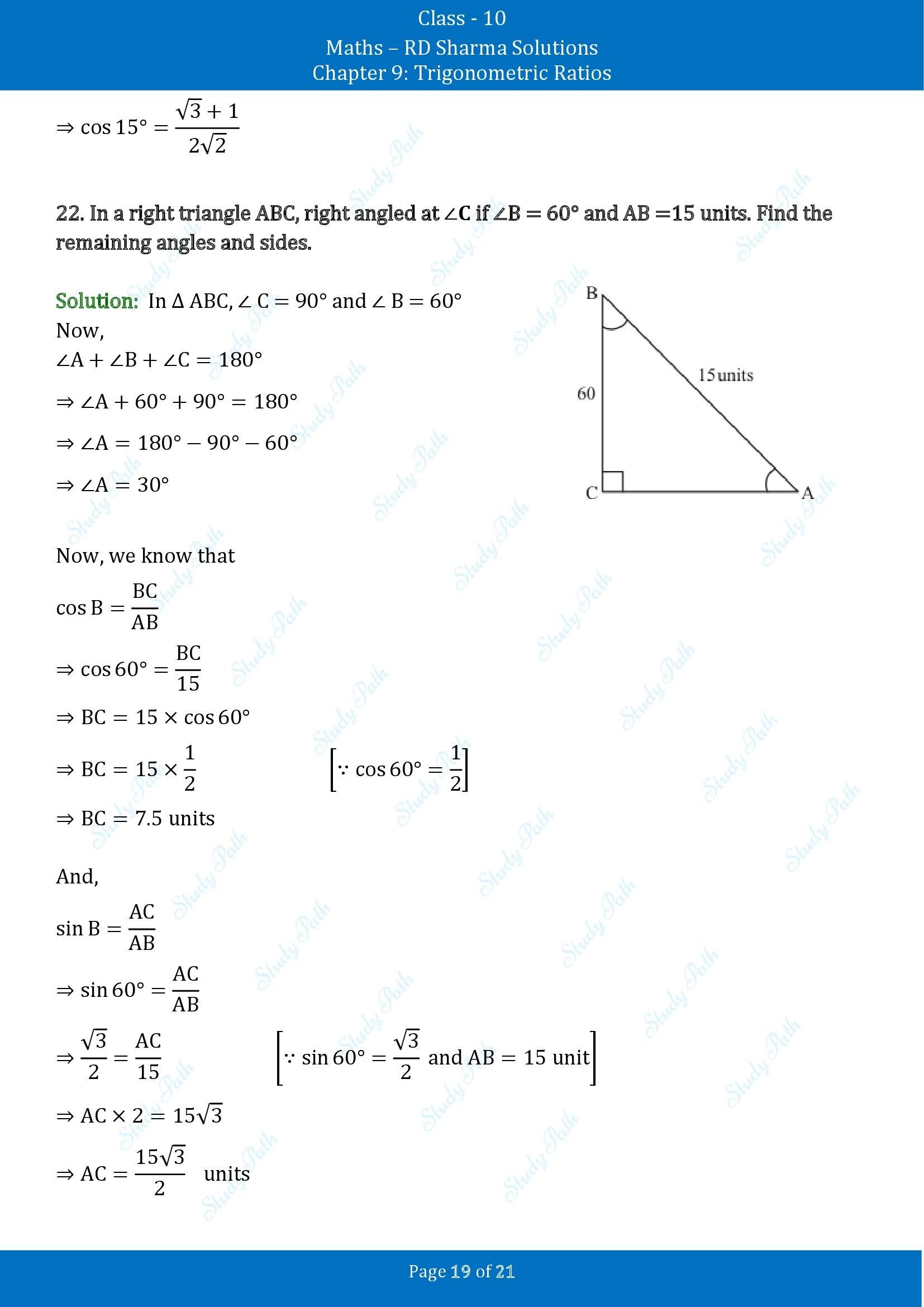 RD Sharma Solutions Class 10 Chapter 9 Trigonometric Ratios Exercise 9.2 00019