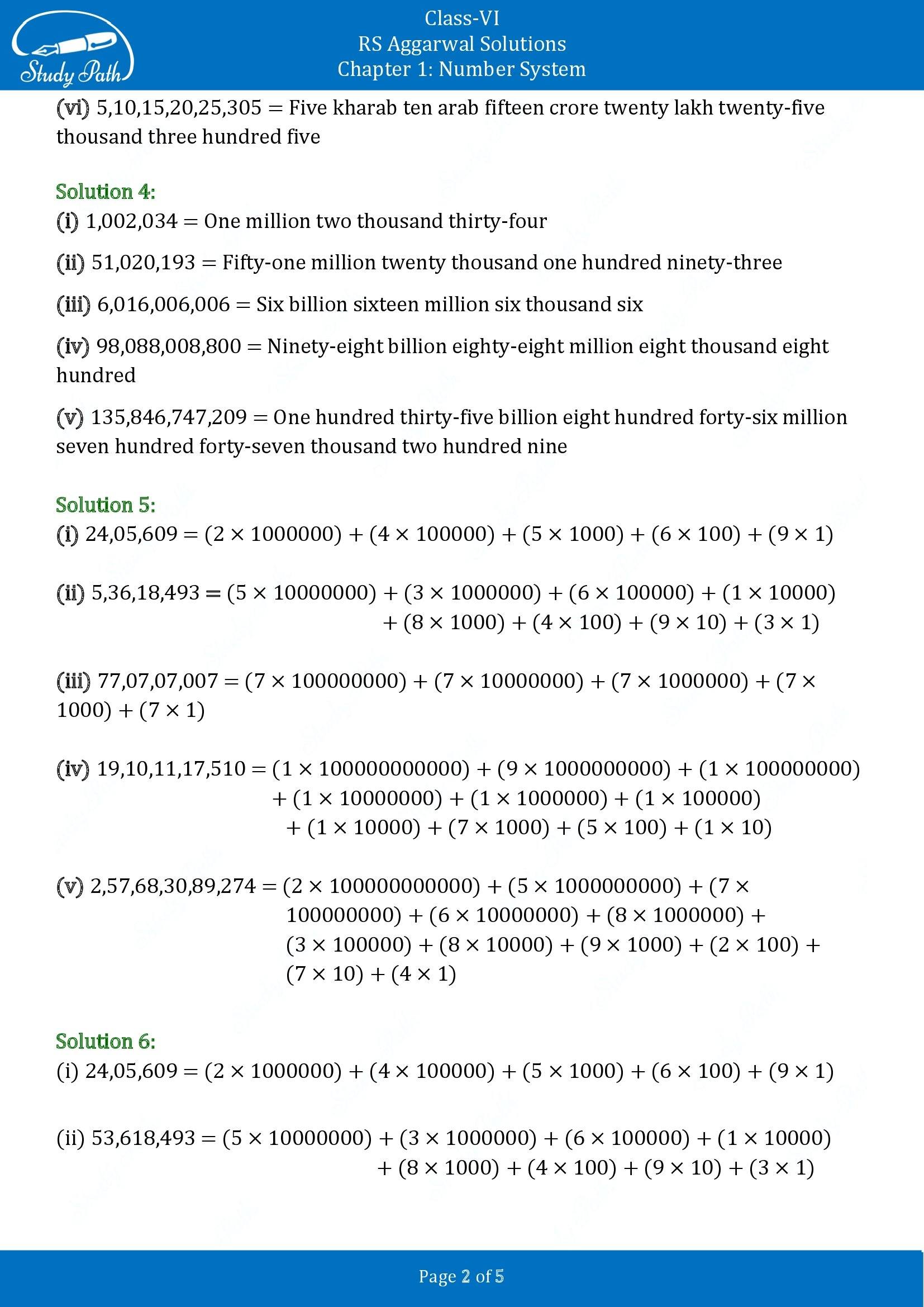 RS Aggarwal Solutions Class 6 Chapter 1 Number System Exercise 1A 00002