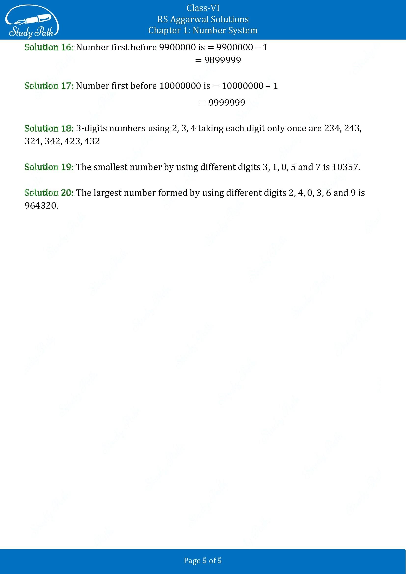 RS Aggarwal Solutions Class 6 Chapter 1 Number System Exercise 1A 00005