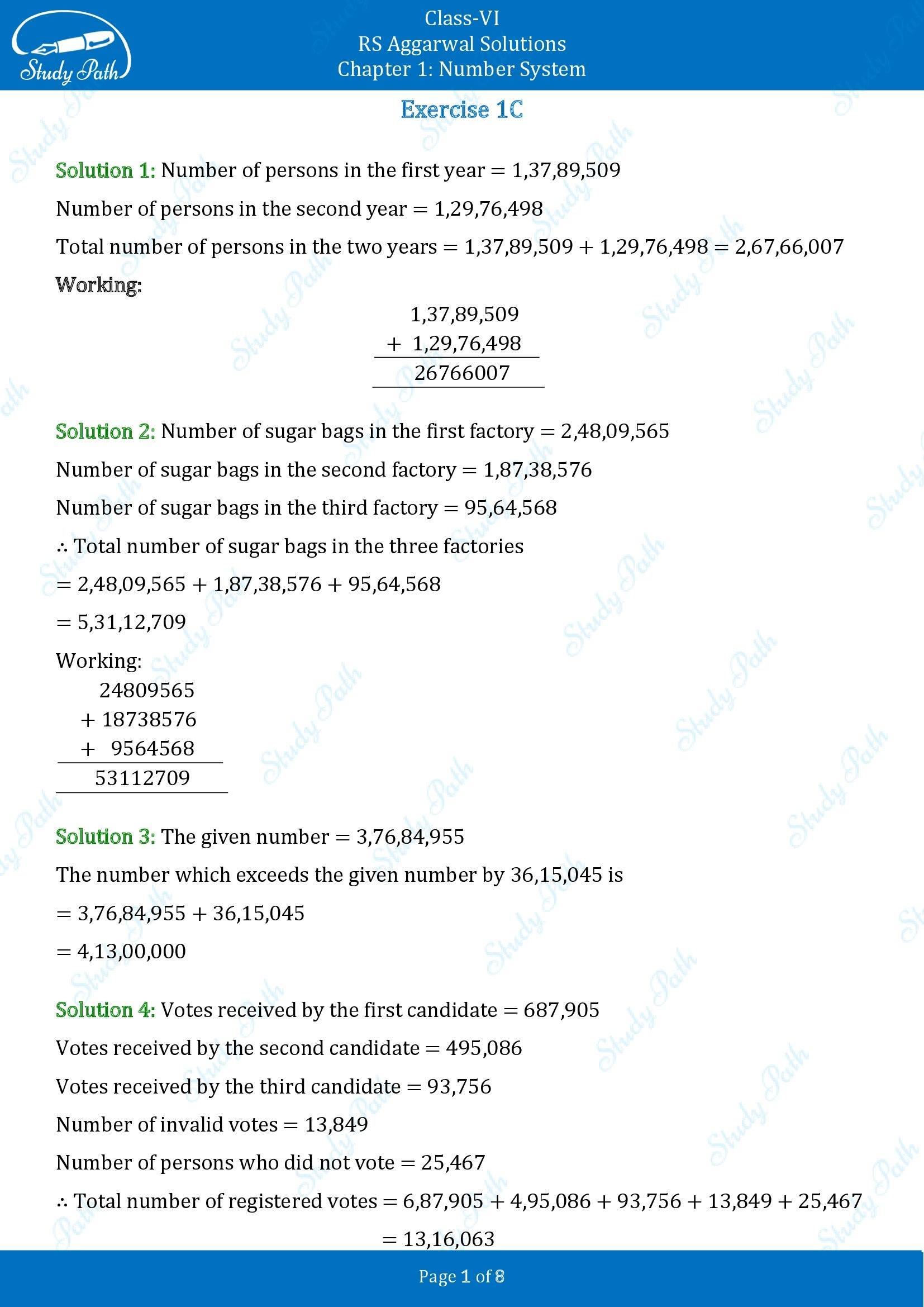 RS Aggarwal Solutions Class 6 Chapter 1 Number System Exercise 1C 00001