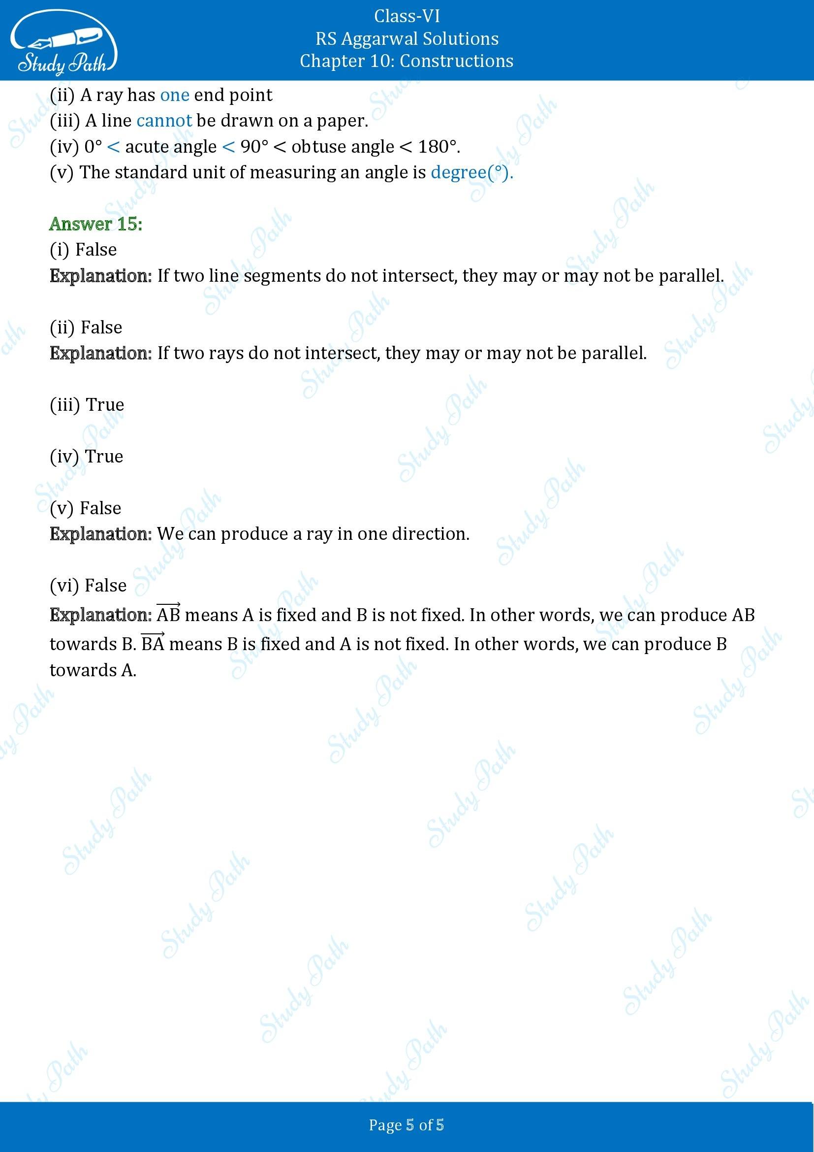 RS Aggarwal Solutions Class 6 Chapter 10 Constructions Test Paper 00005