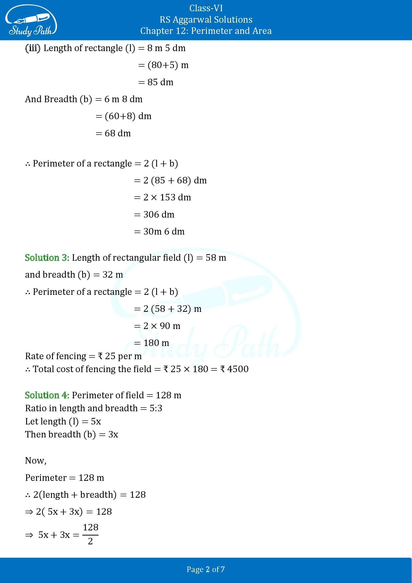 RS Aggarwal Solutions Class 6 Chapter 12 Perimeter and Area Exercise 12A 00002