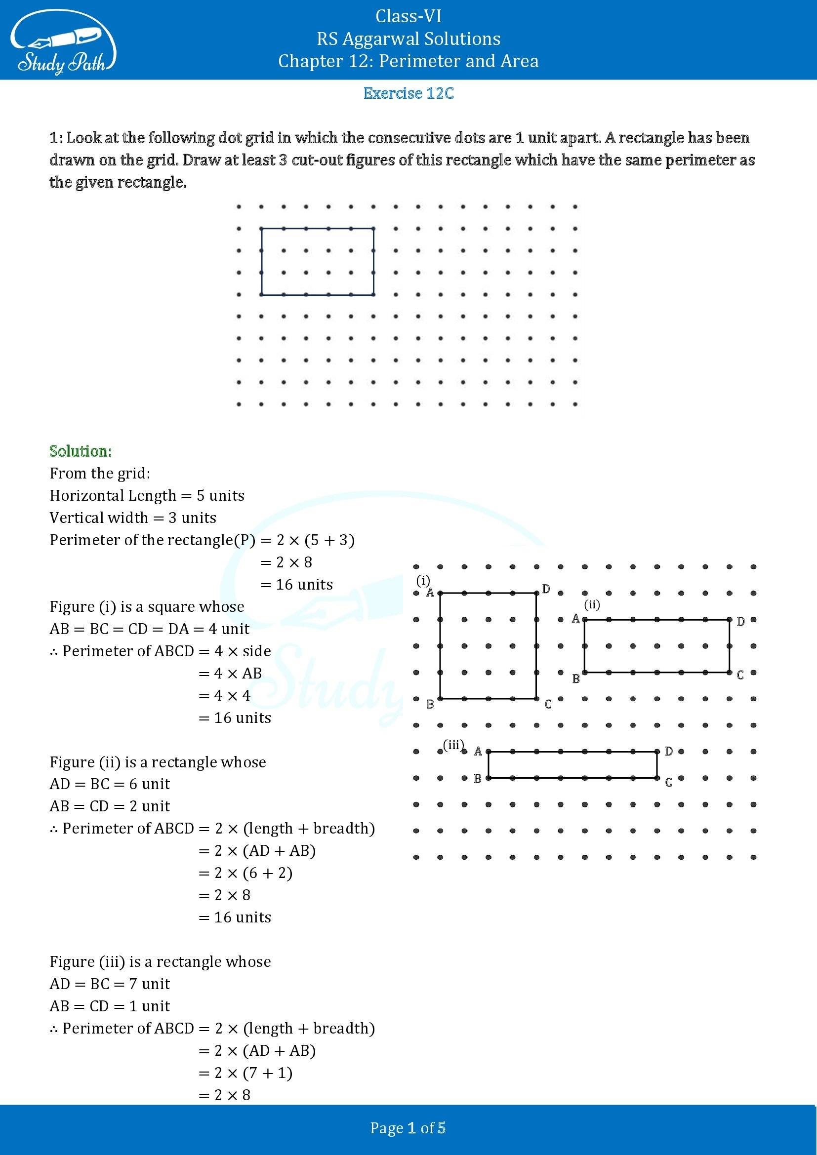 RS Aggarwal Solutions Class 6 Chapter 12 Perimeter and Area Exercise 12C 00001