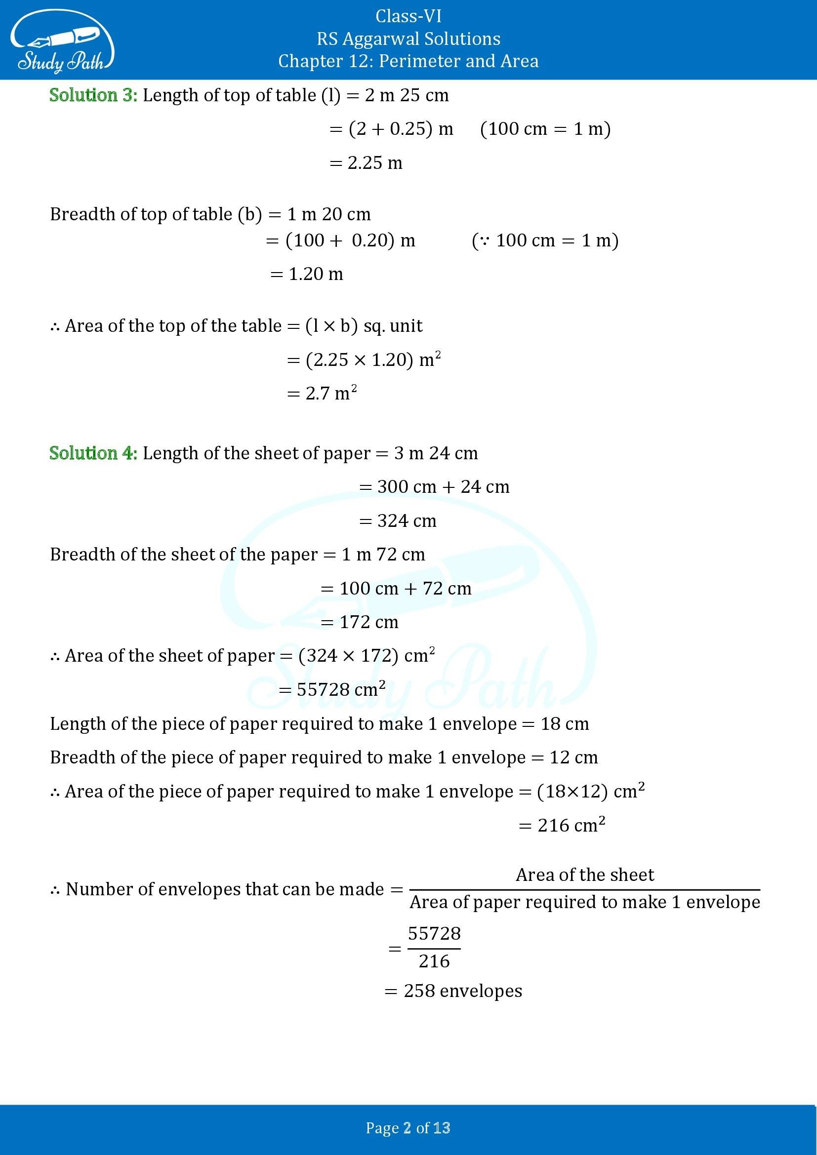 RS Aggarwal Solutions Class 6 Chapter 12 Perimeter and Area Exercise 12D 00002