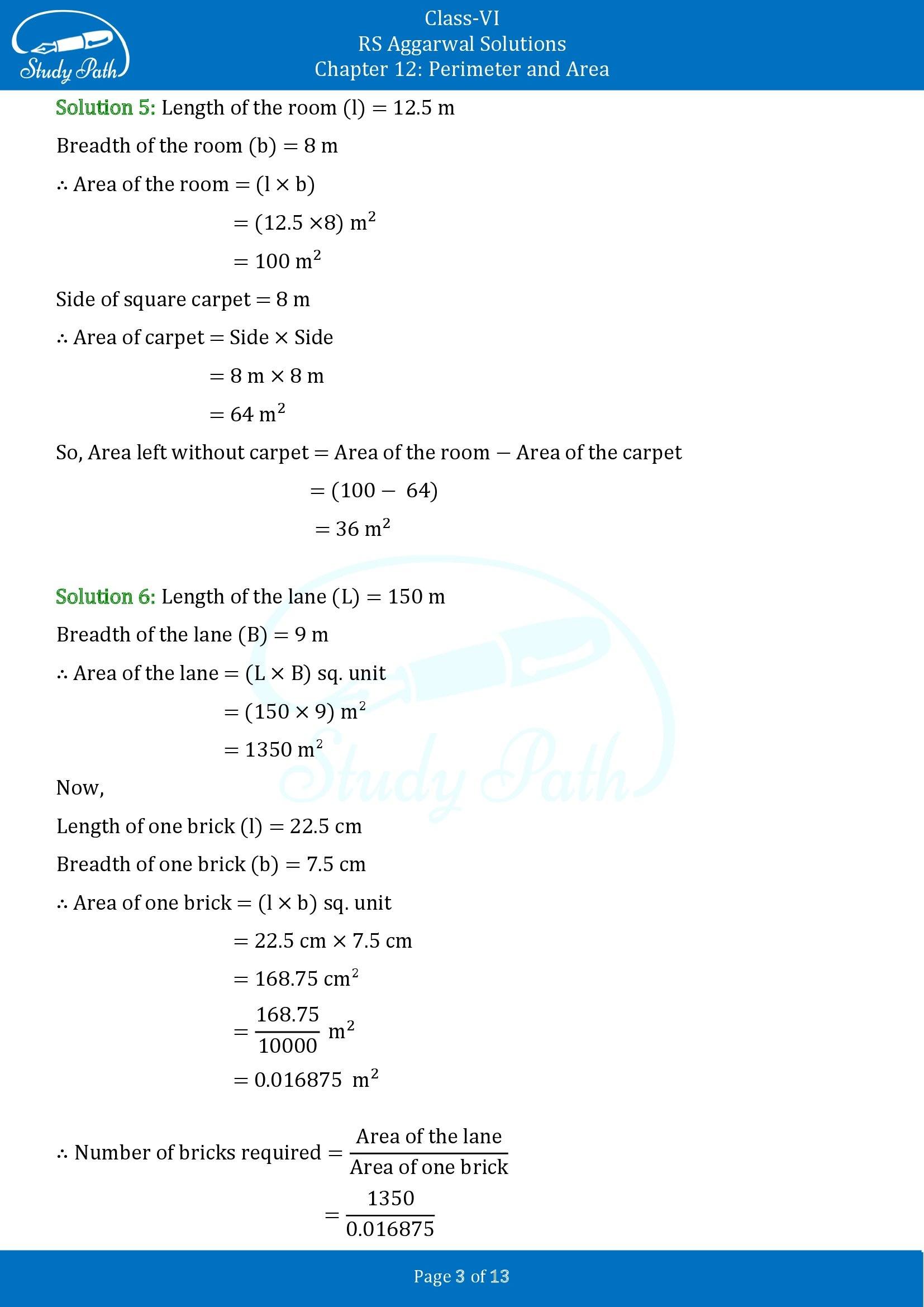 RS Aggarwal Solutions Class 6 Chapter 12 Perimeter and Area Exercise 12D 00003