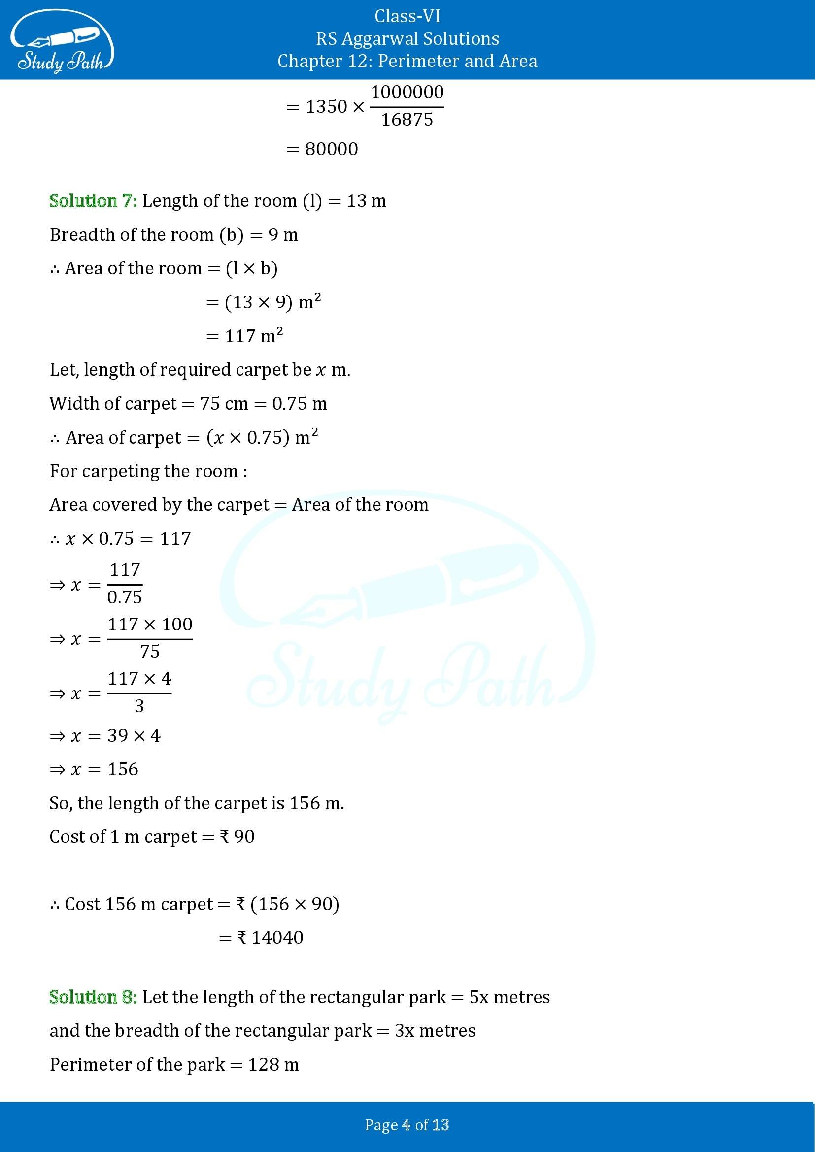 RS Aggarwal Solutions Class 6 Chapter 12 Perimeter and Area Exercise 12D 00004