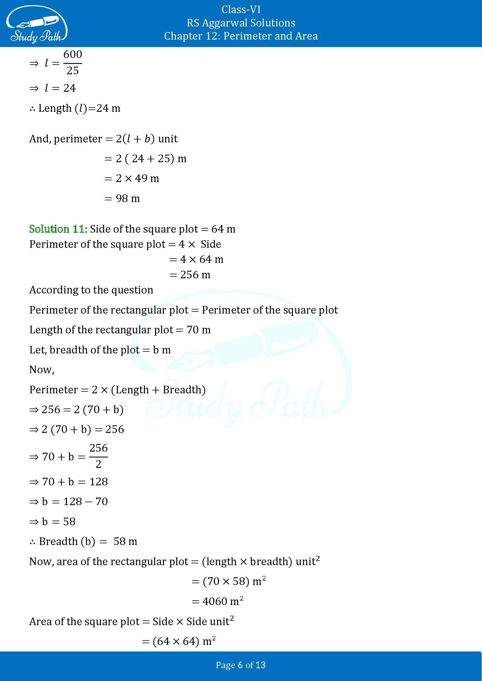 RS Aggarwal Solutions Class 6 Chapter 12 Perimeter and Area Exercise 12D 00006