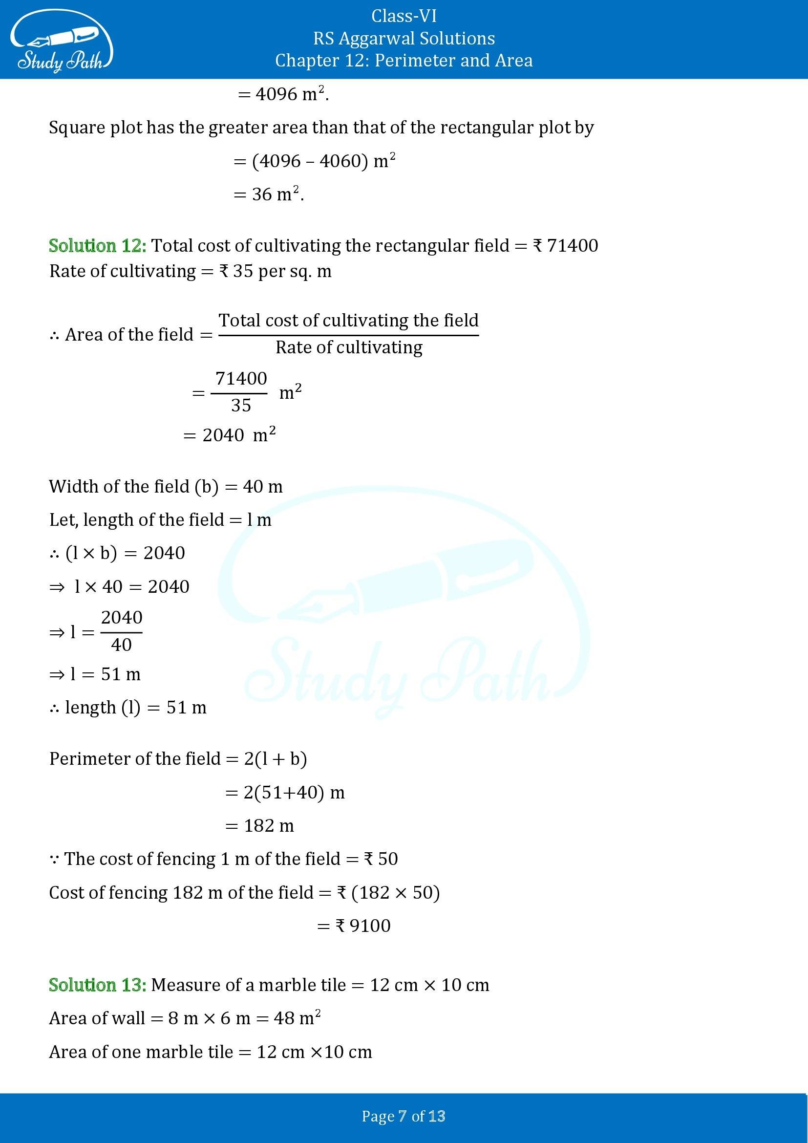 RS Aggarwal Solutions Class 6 Chapter 12 Perimeter and Area Exercise 12D 00007