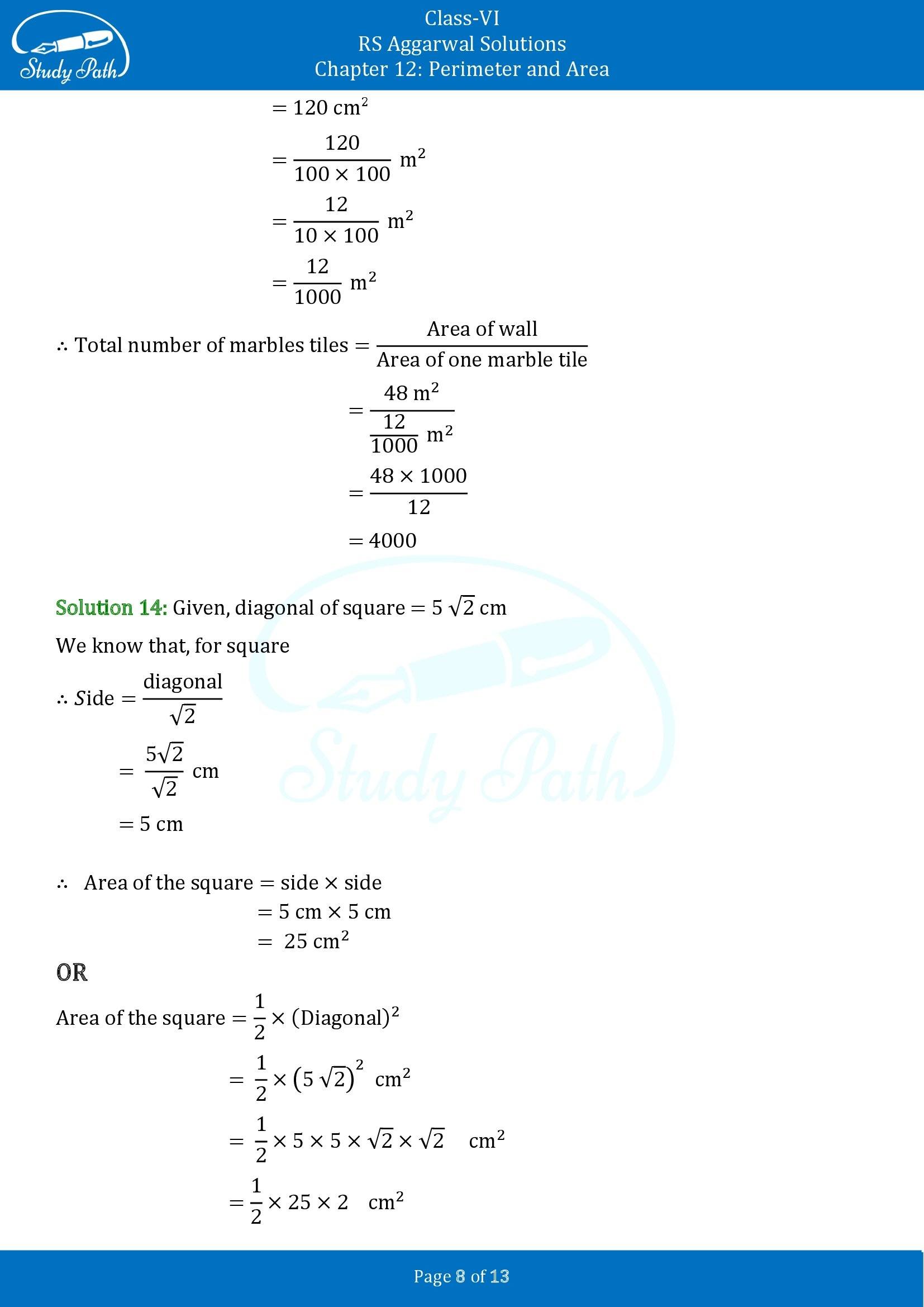 RS Aggarwal Solutions Class 6 Chapter 12 Perimeter and Area Exercise 12D 00008