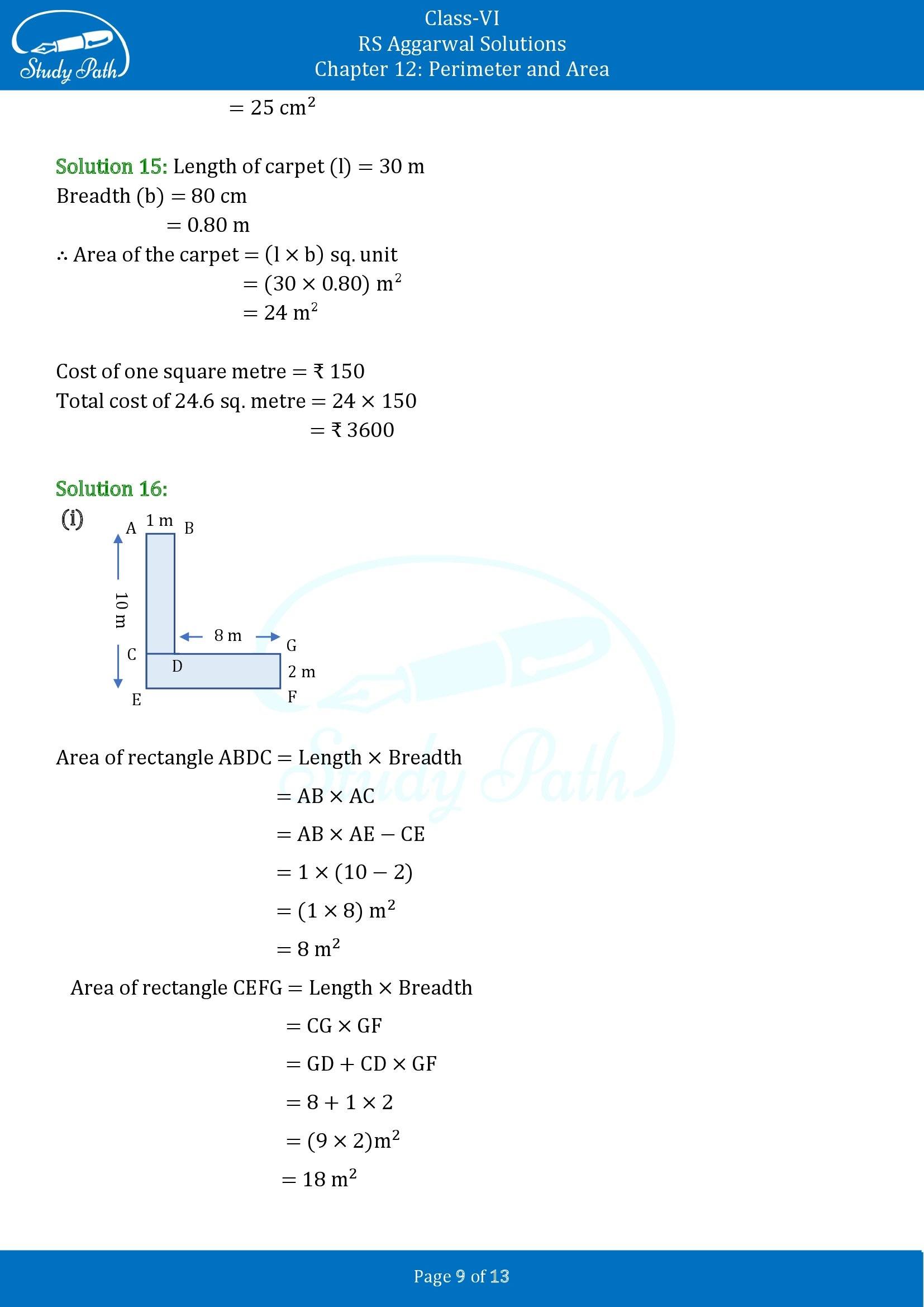 RS Aggarwal Solutions Class 6 Chapter 12 Perimeter and Area Exercise 12D 00009