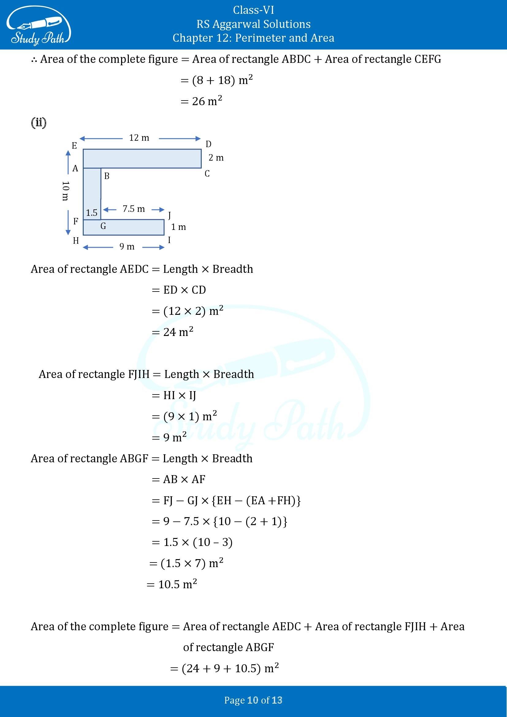 RS Aggarwal Solutions Class 6 Chapter 12 Perimeter and Area Exercise 12D 00010
