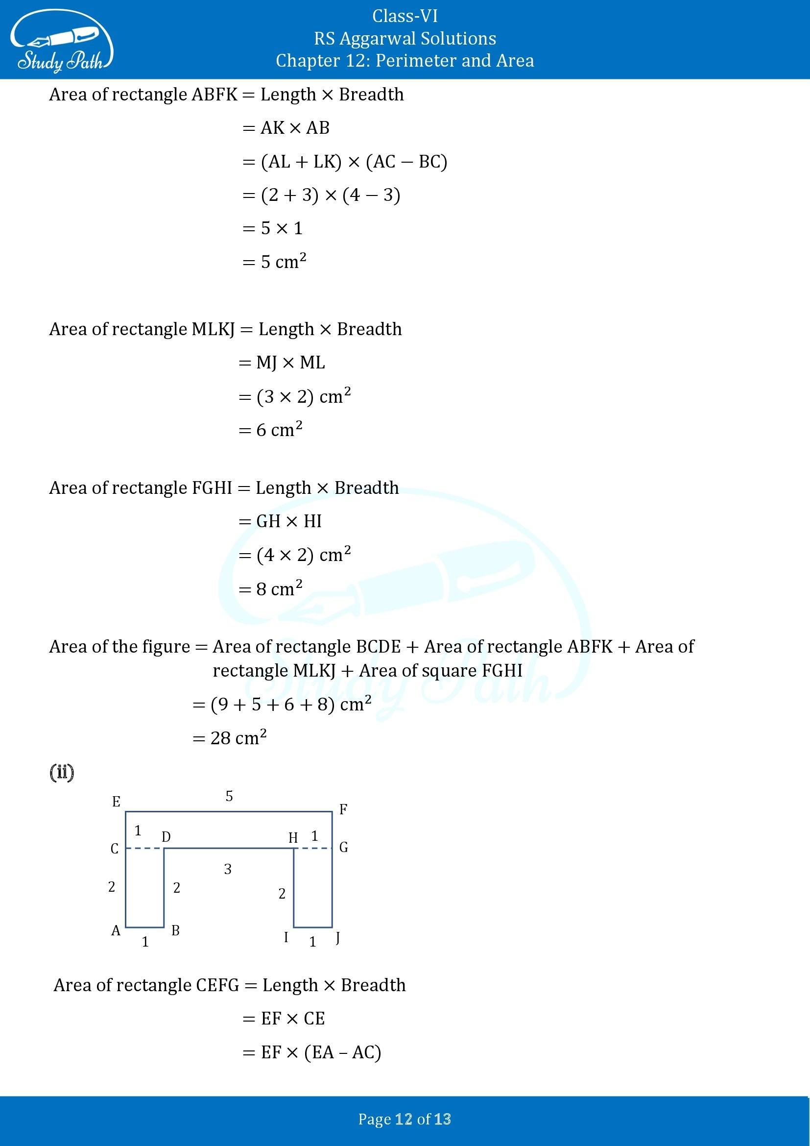 RS Aggarwal Solutions Class 6 Chapter 12 Perimeter and Area Exercise 12D 00012