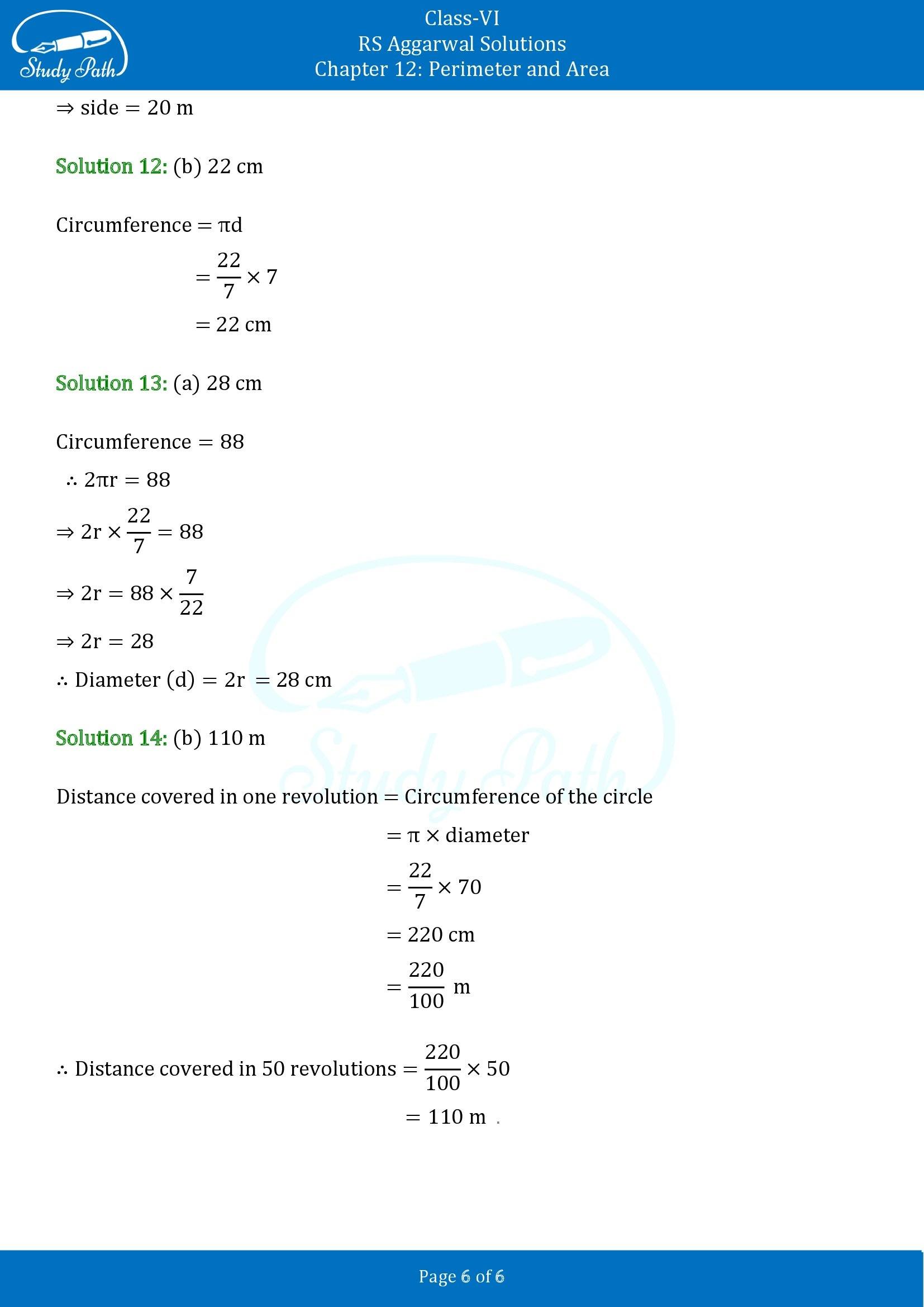 RS Aggarwal Solutions Class 6 Chapter 12 Perimeter and Area Exercise 12F MCQ 00006