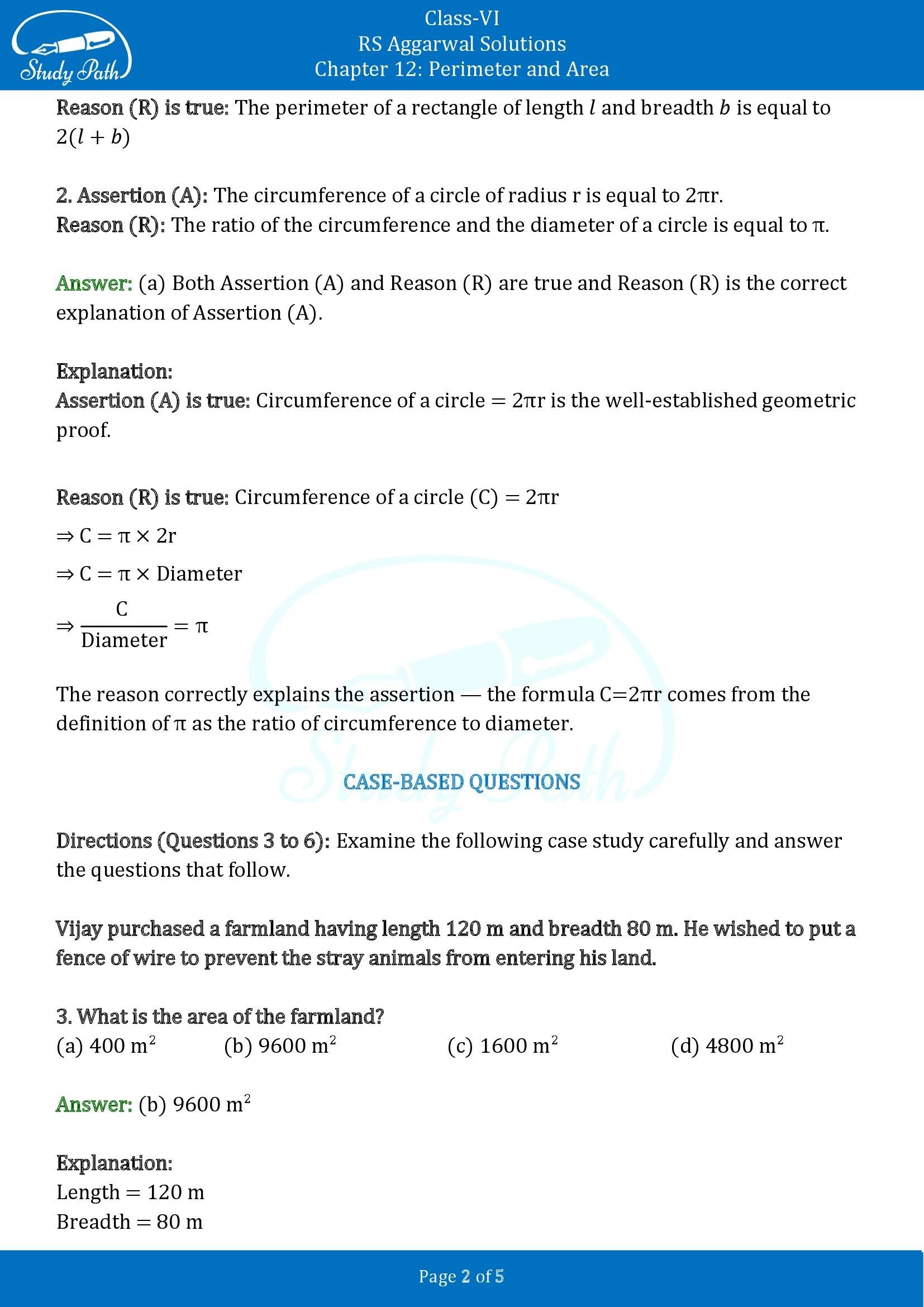 RS Aggarwal Solutions Class 6 Chapter 12 Perimeter and Area Exercise 12G 00002