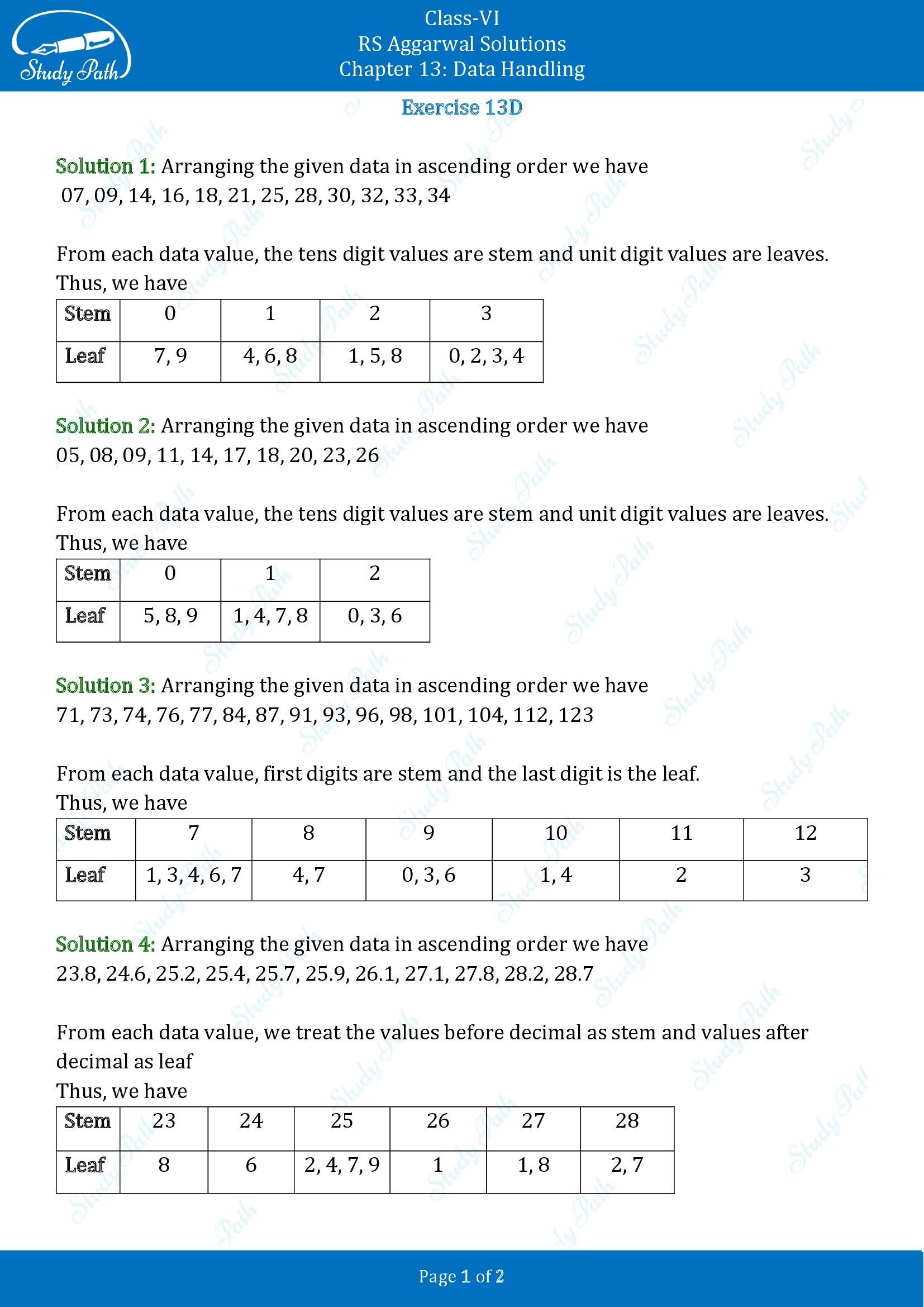 RS Aggarwal Solutions Class 6 Chapter 13 Data Handling Exercise 13D 00001