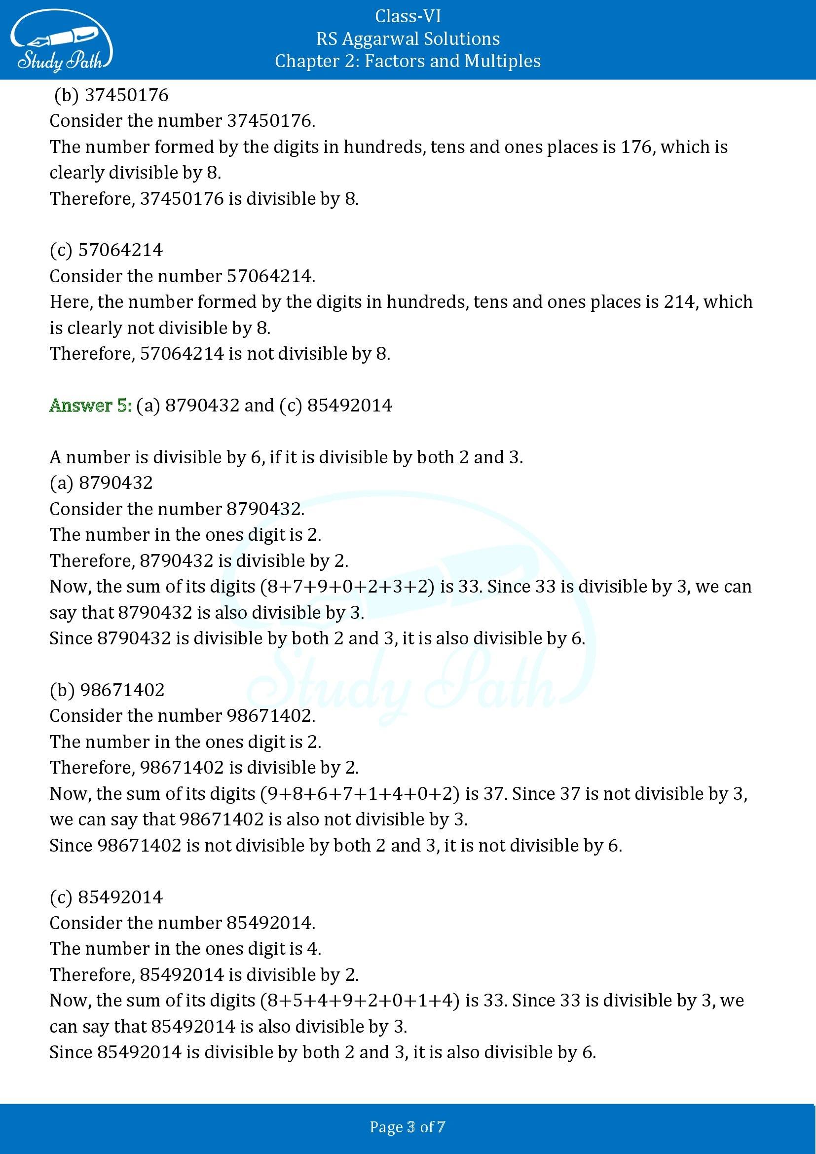 RS Aggarwal Solutions Class 6 Chapter 2 Factors and Multiples Exercise 2F MCQ 00003