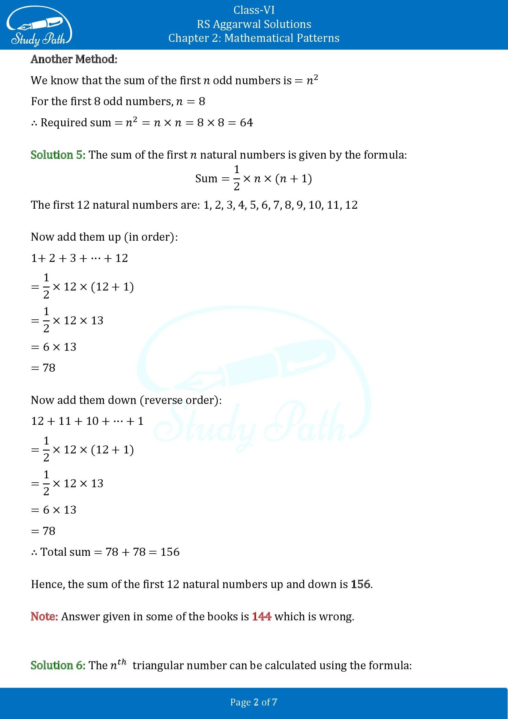 RS Aggarwal Solutions Class 6 Chapter 2 Mathematical Patterns Exercise 2 00002