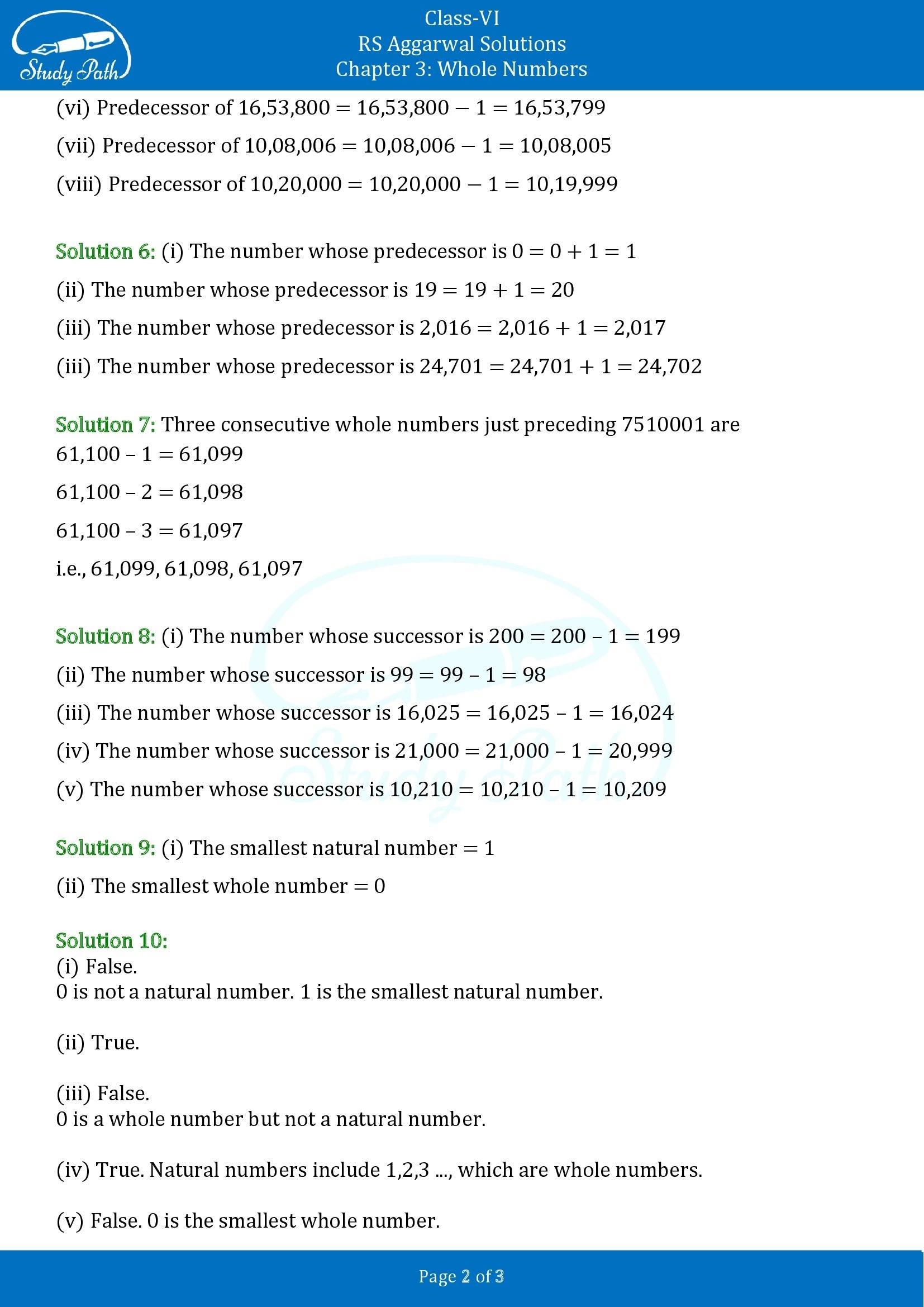 RS Aggarwal Solutions Class 6 Chapter 3 Whole Numbers Exercise 3A 00002