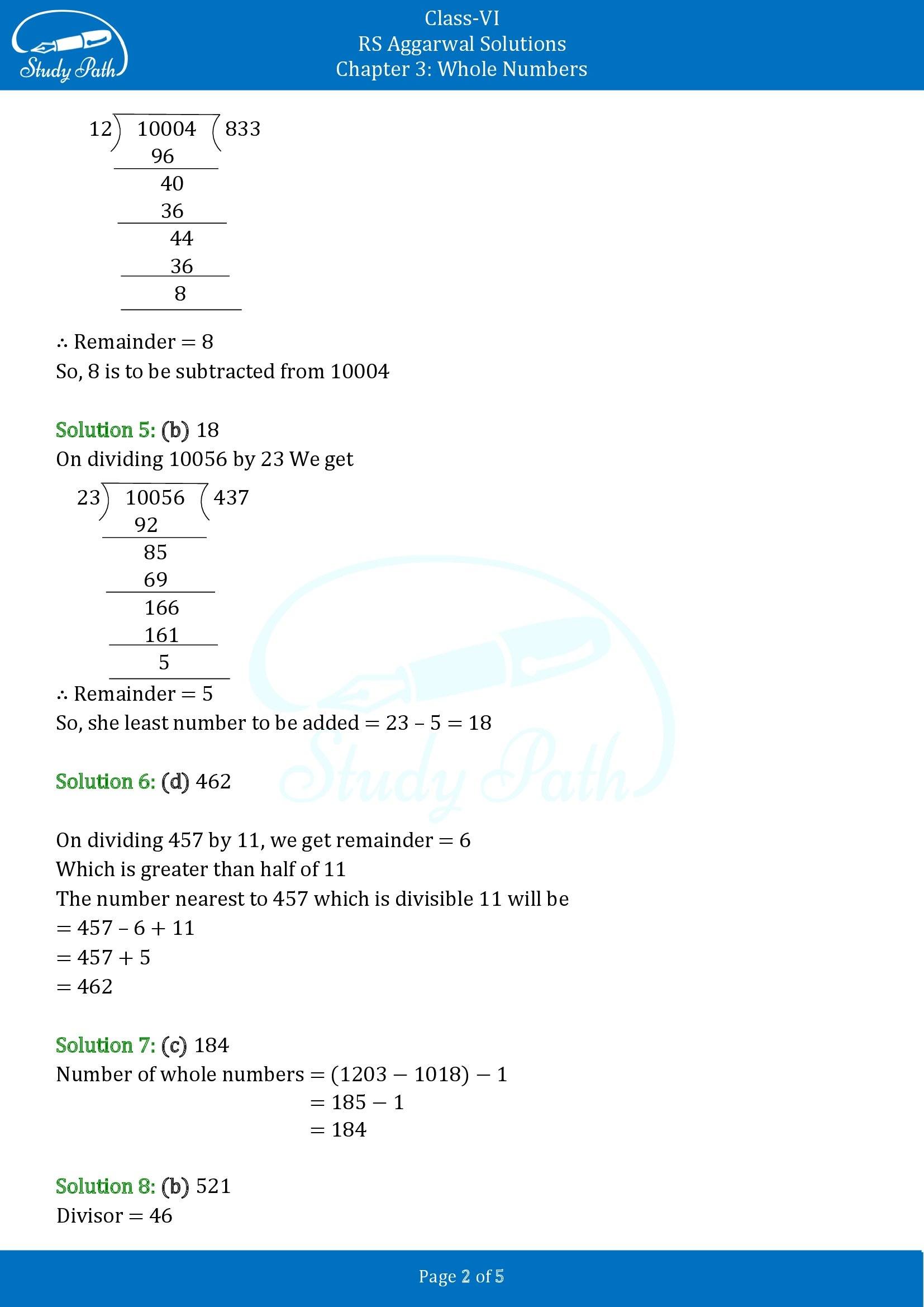 RS Aggarwal Solutions Class 6 Chapter 3 Whole Numbers Exercise 3G MCQ 00002