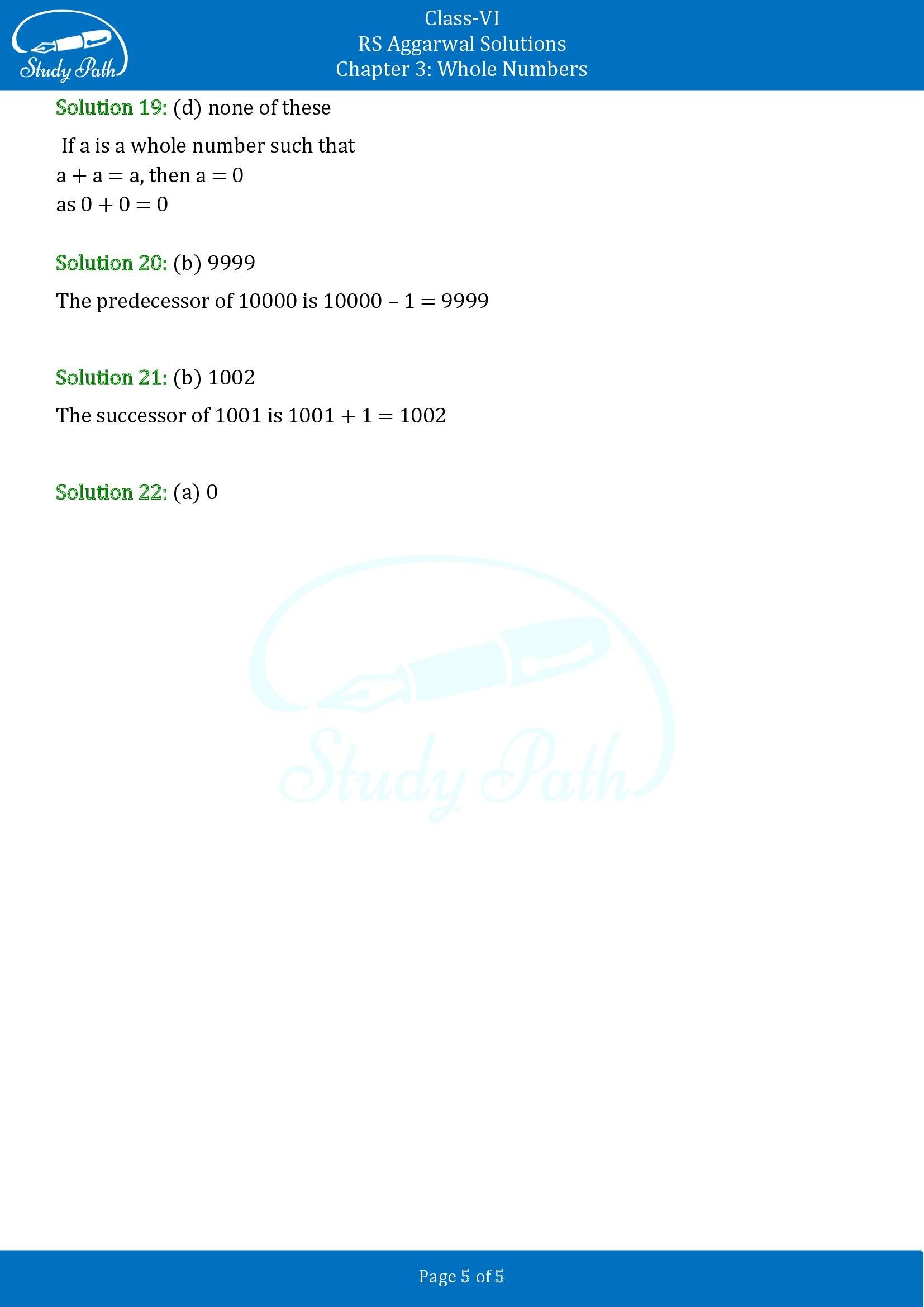 RS Aggarwal Solutions Class 6 Chapter 3 Whole Numbers Exercise 3G MCQ 00005