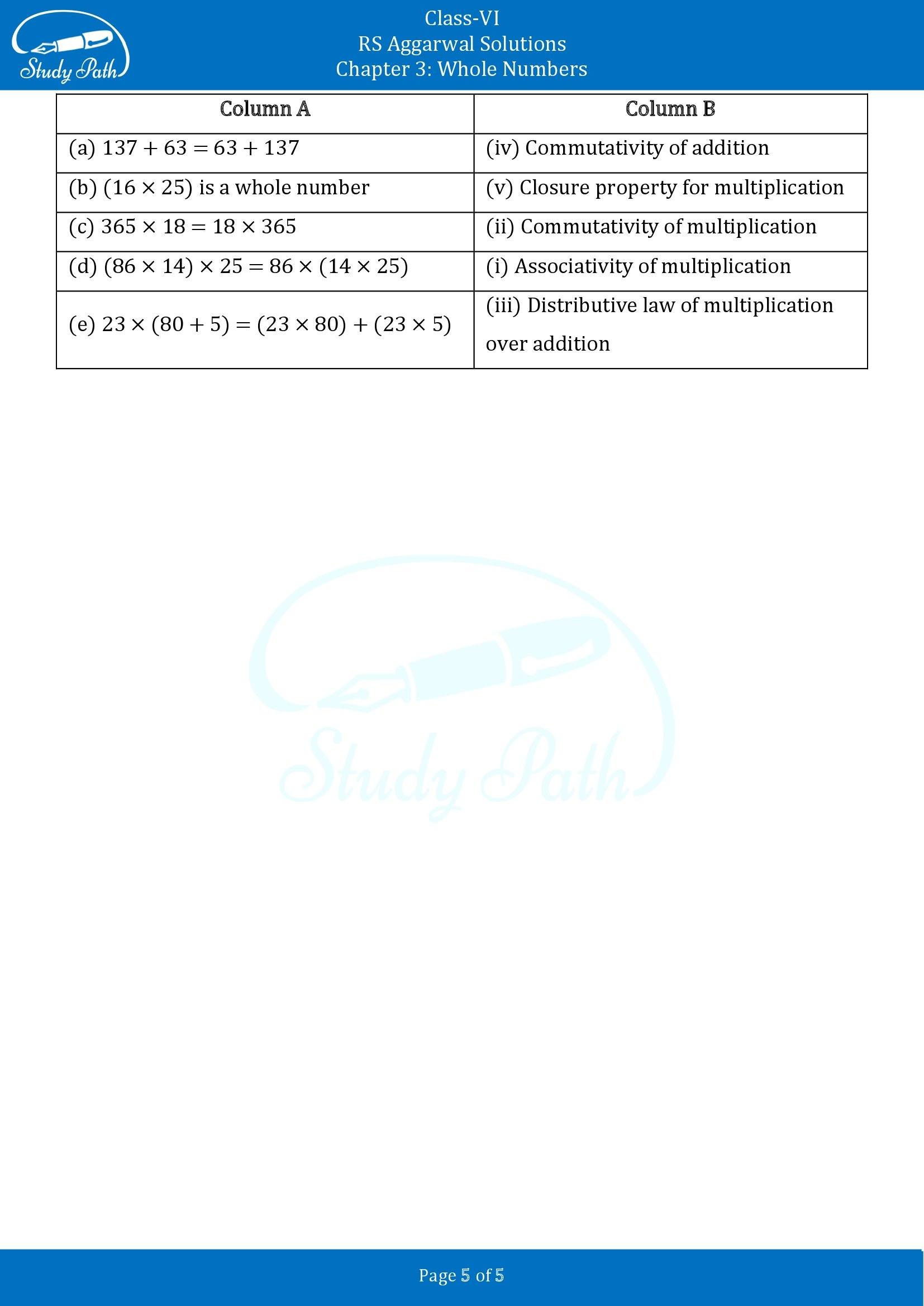 RS Aggarwal Solutions Class 6 Chapter 3 Whole Numbers Test Paper 00005