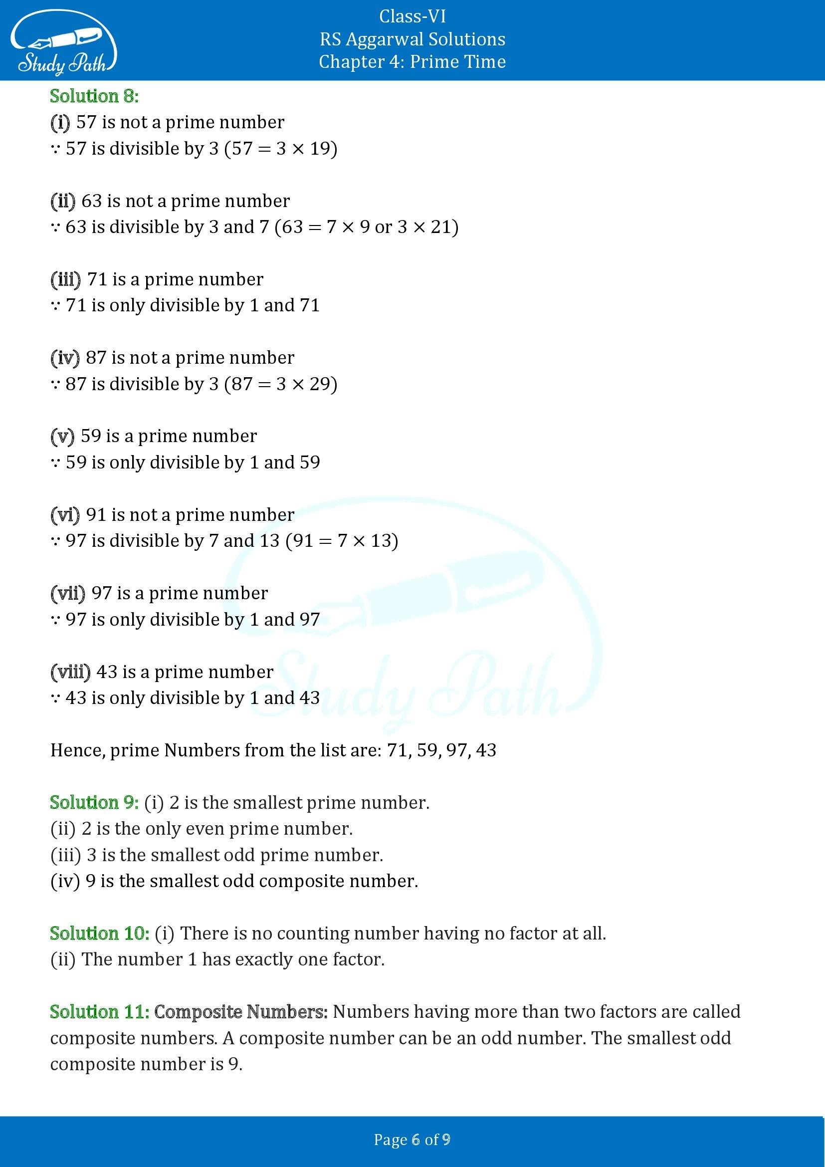 RS Aggarwal Solutions Class 6 Chapter 4 Prime Time Exercise 4A 00006