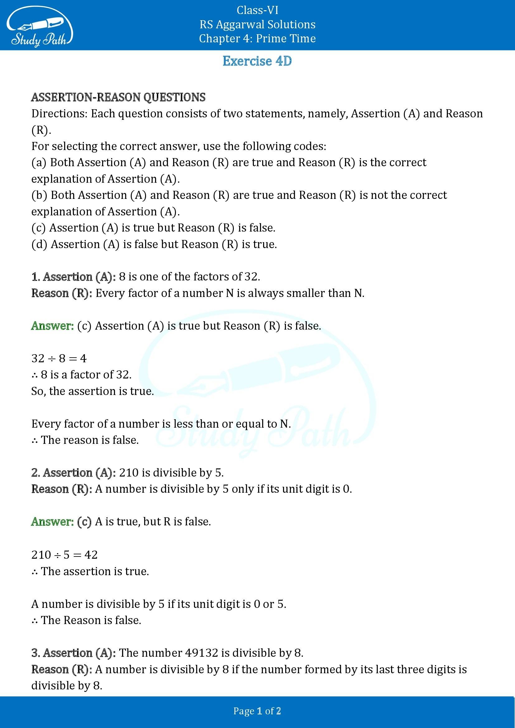 RS Aggarwal Solutions Class 6 Chapter 4 Prime Time Exercise 4D 00001