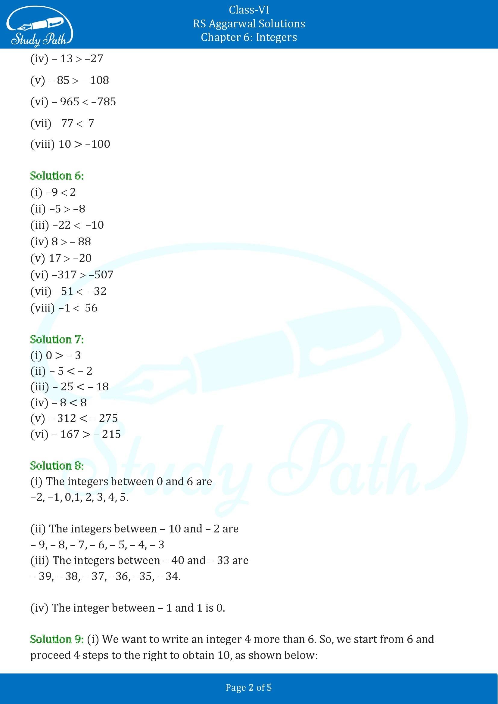 RS Aggarwal Solutions Class 6 Chapter 6 Integers Exercise 6A 00002