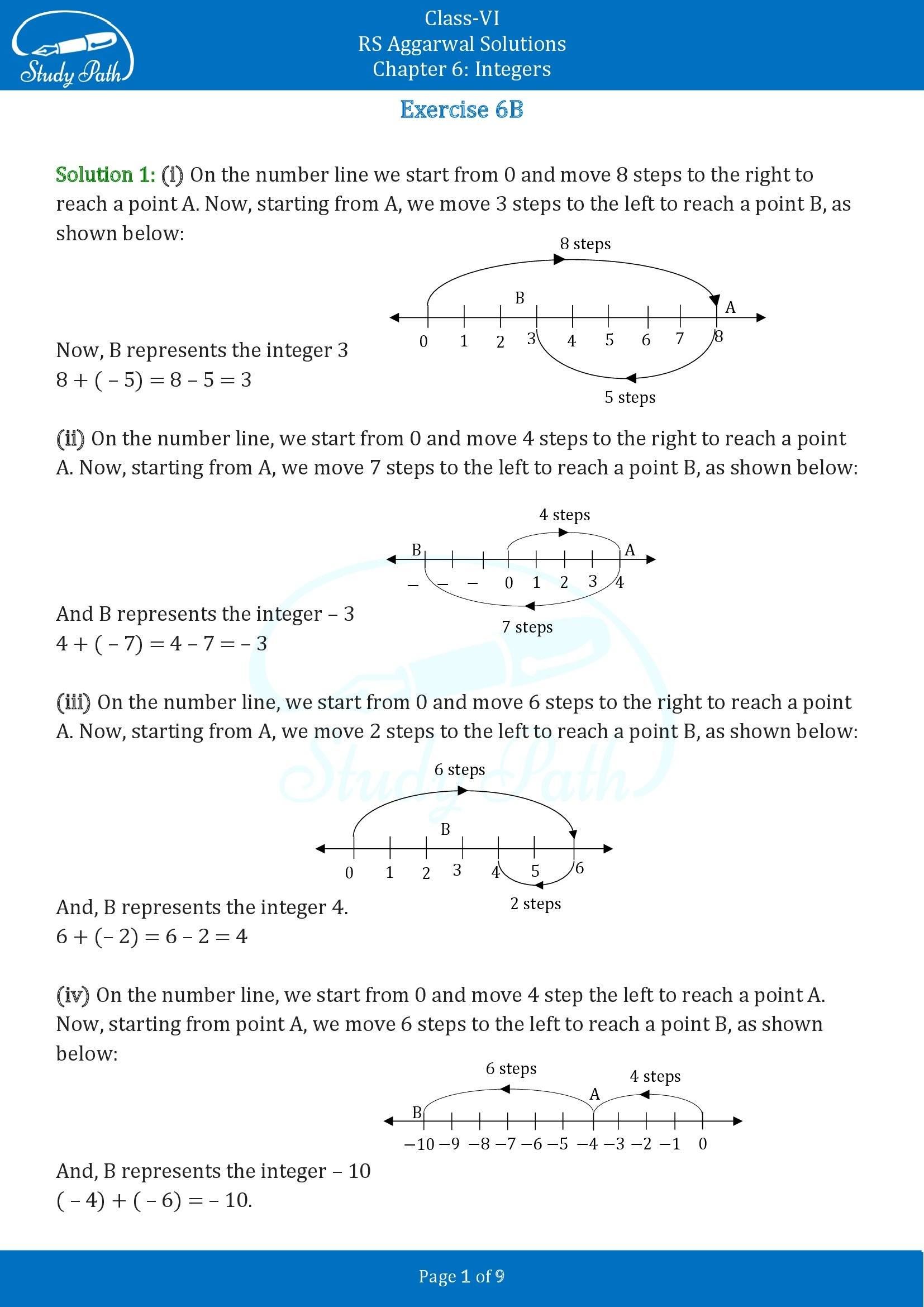 RS Aggarwal Solutions Class 6 Chapter 6 Integers Exercise 6B 00001