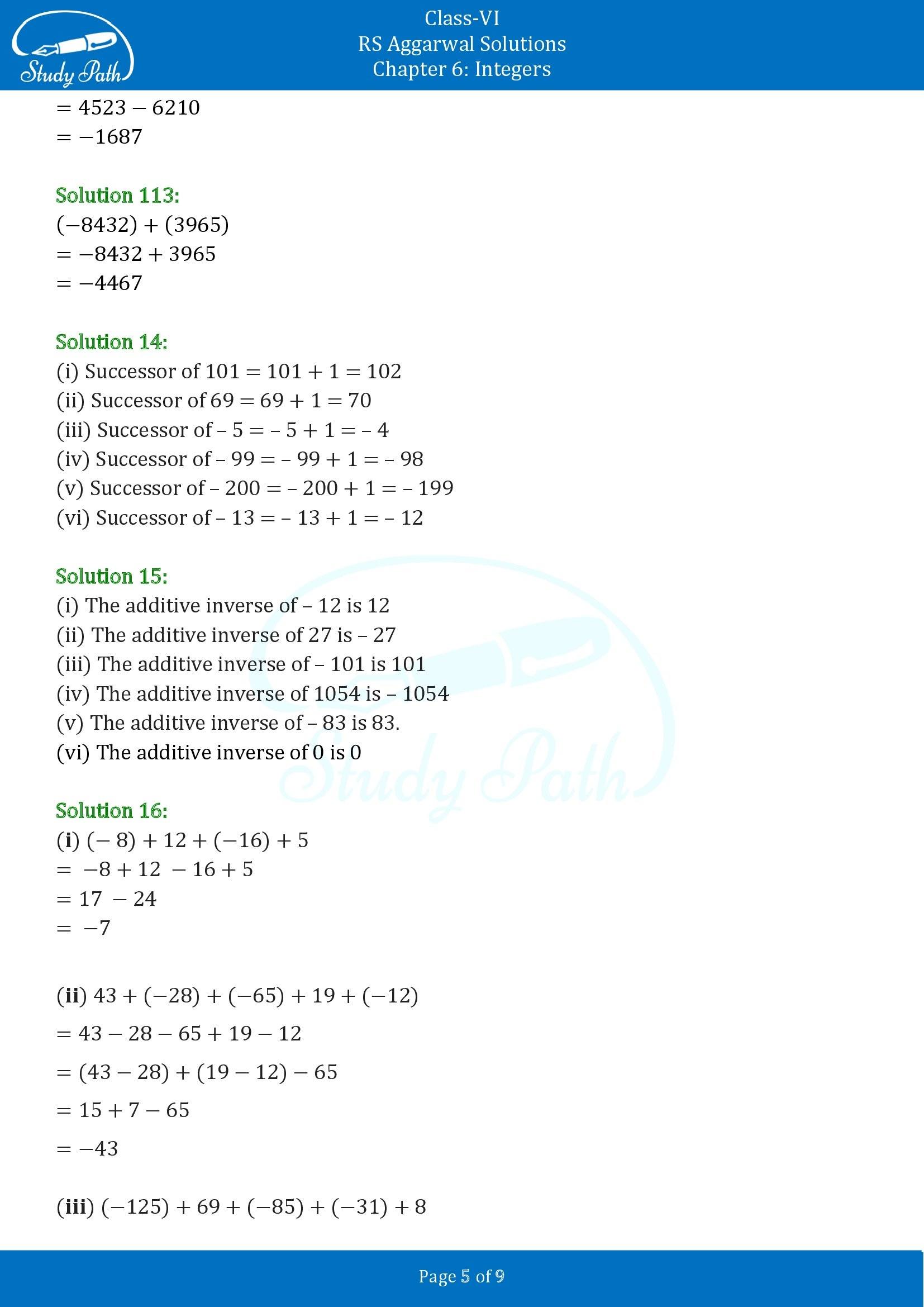 RS Aggarwal Solutions Class 6 Chapter 6 Integers Exercise 6B 00005