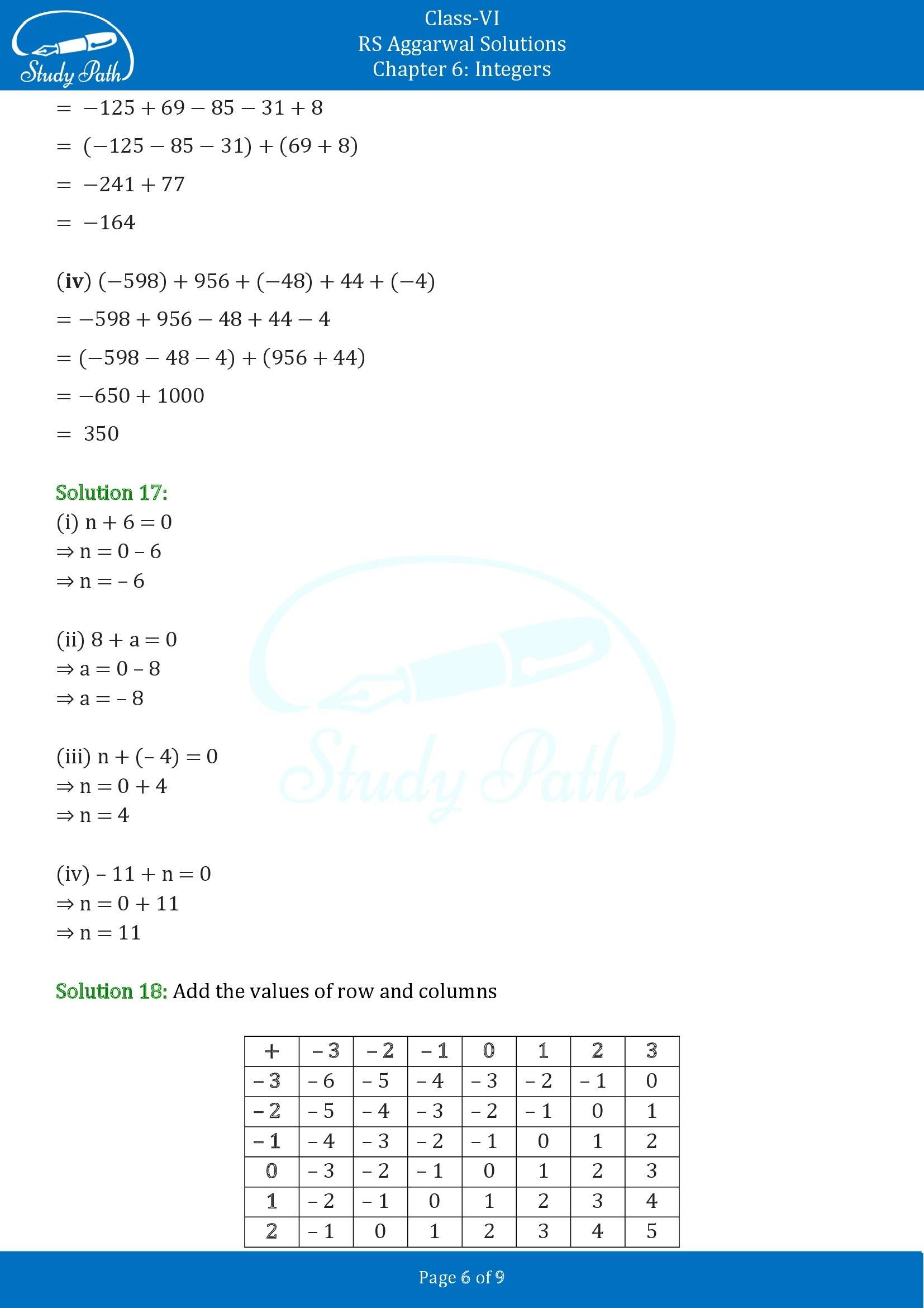 RS Aggarwal Solutions Class 6 Chapter 6 Integers Exercise 6B 00006