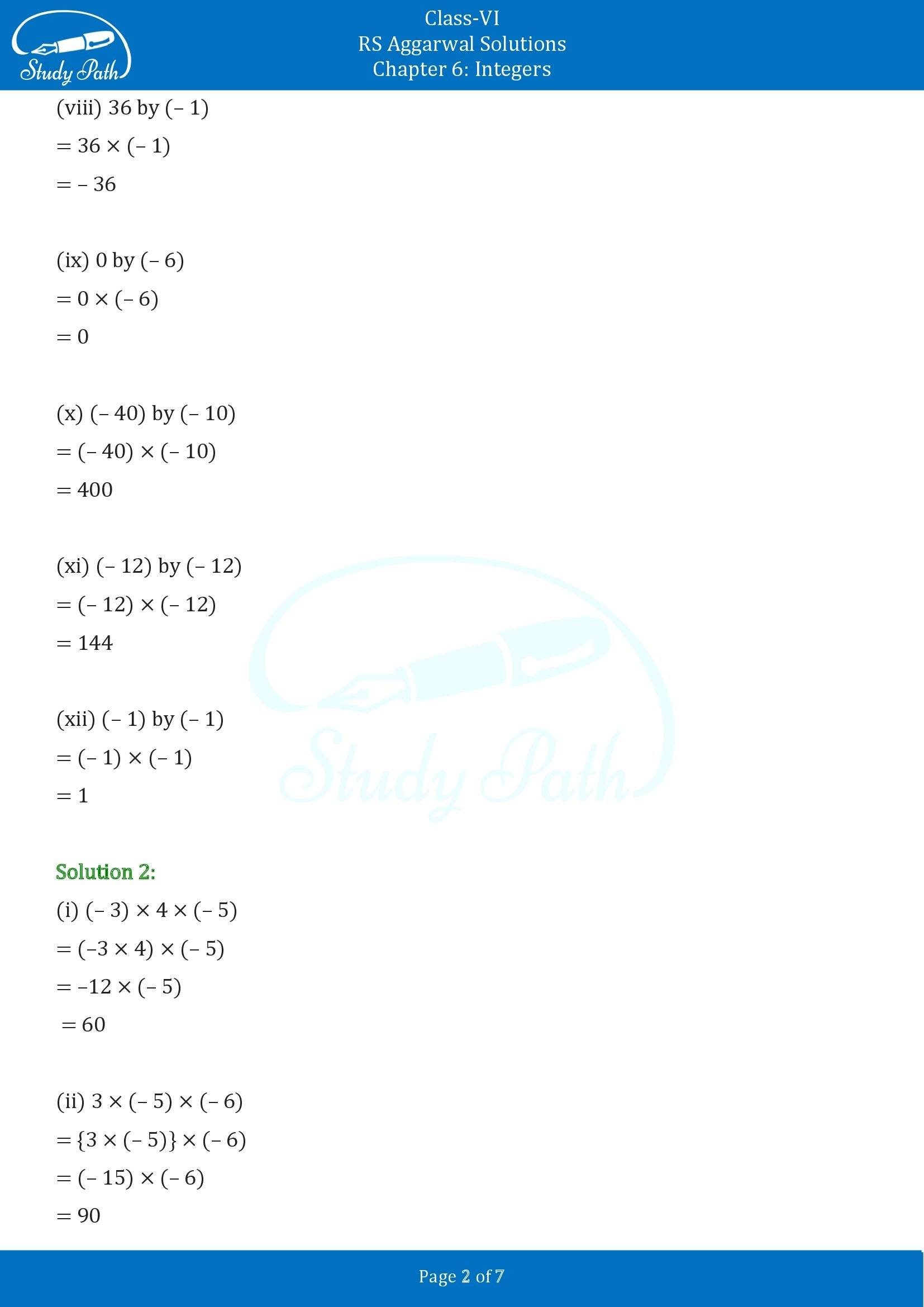 RS Aggarwal Solutions Class 6 Chapter 6 Integers Exercise 6D 00002