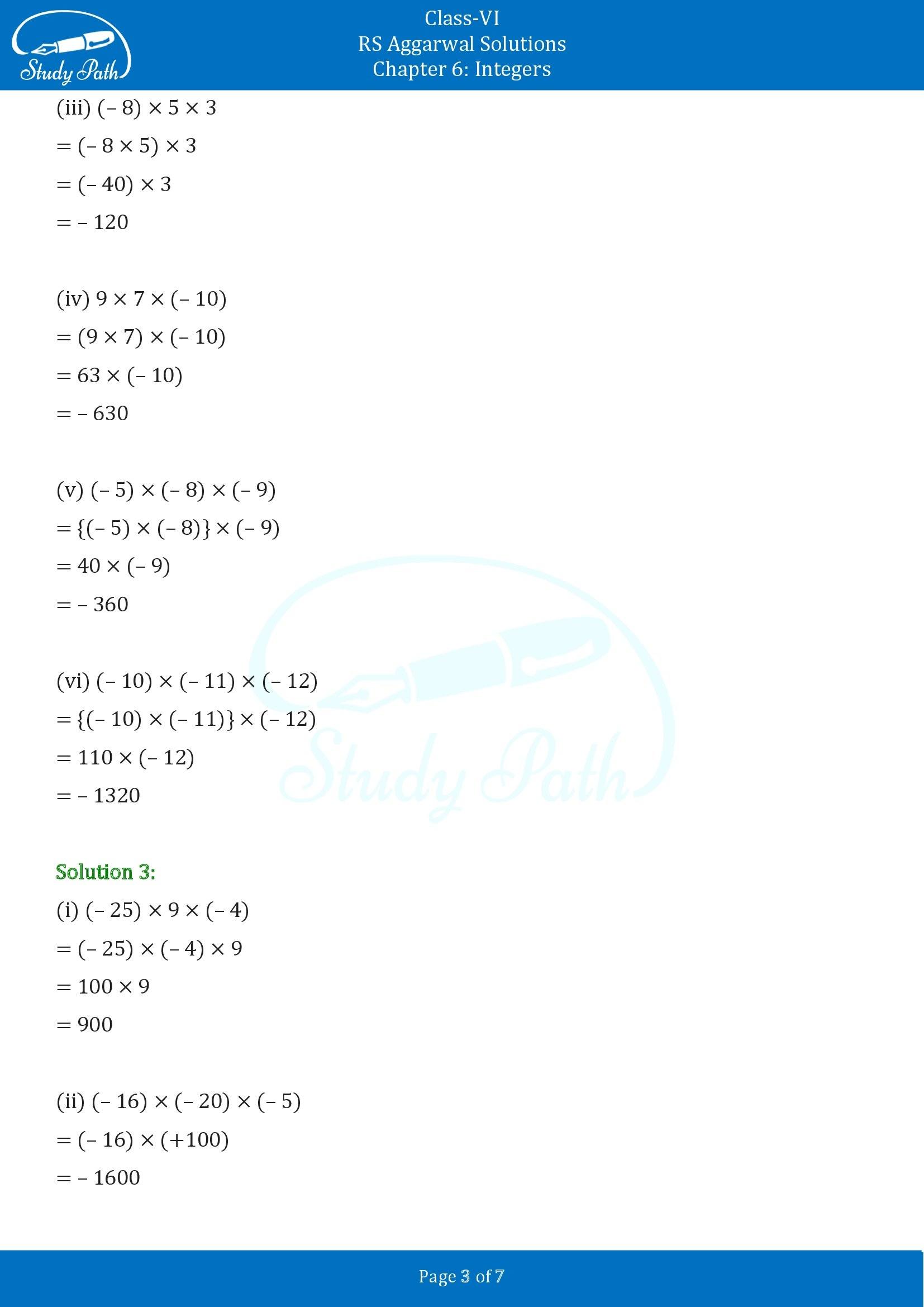 RS Aggarwal Solutions Class 6 Chapter 6 Integers Exercise 6D 00003
