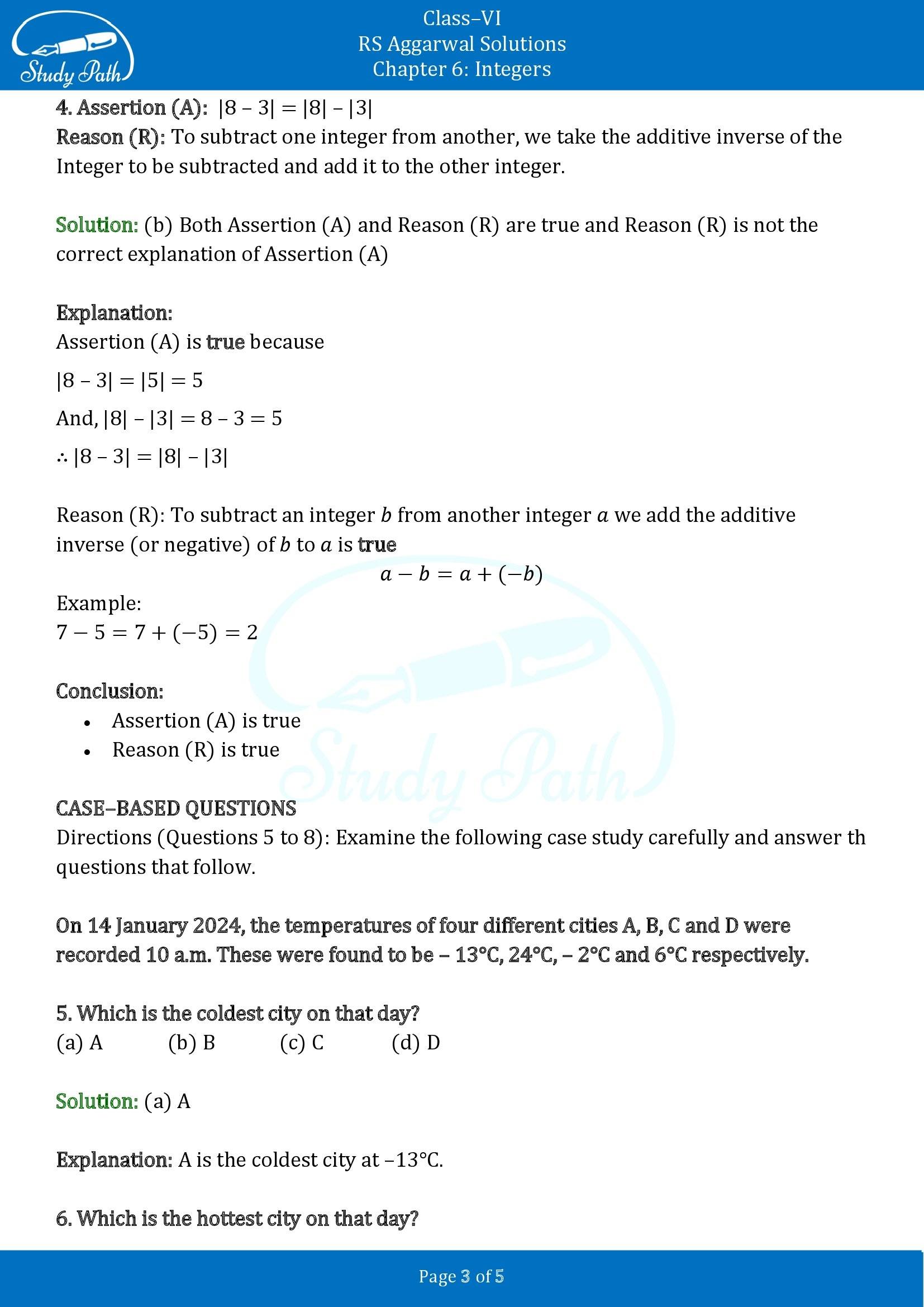 RS Aggarwal Solutions Class 6 Chapter 6 Integers Exercise 6G 00003