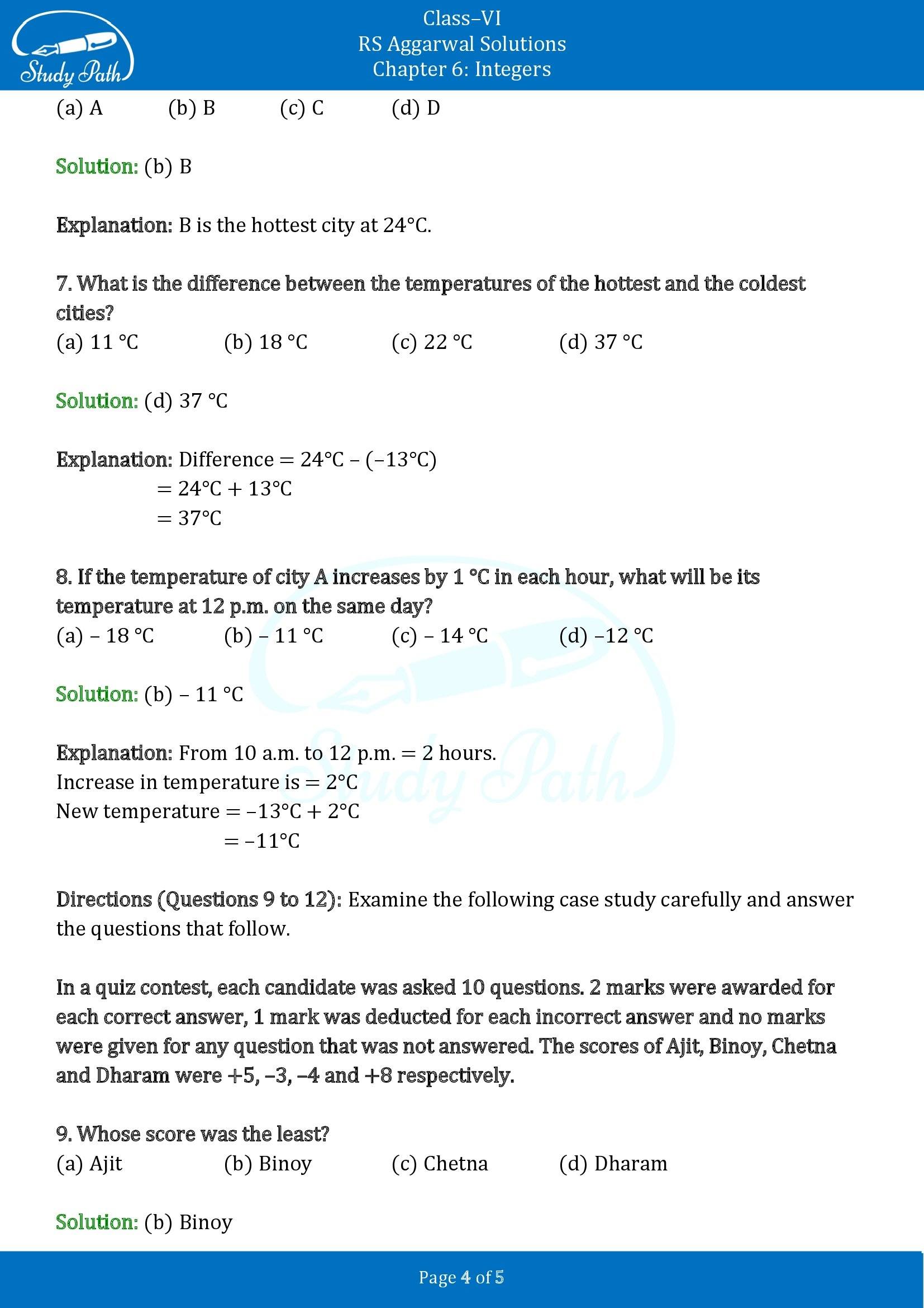 RS Aggarwal Solutions Class 6 Chapter 6 Integers Exercise 6G 00004