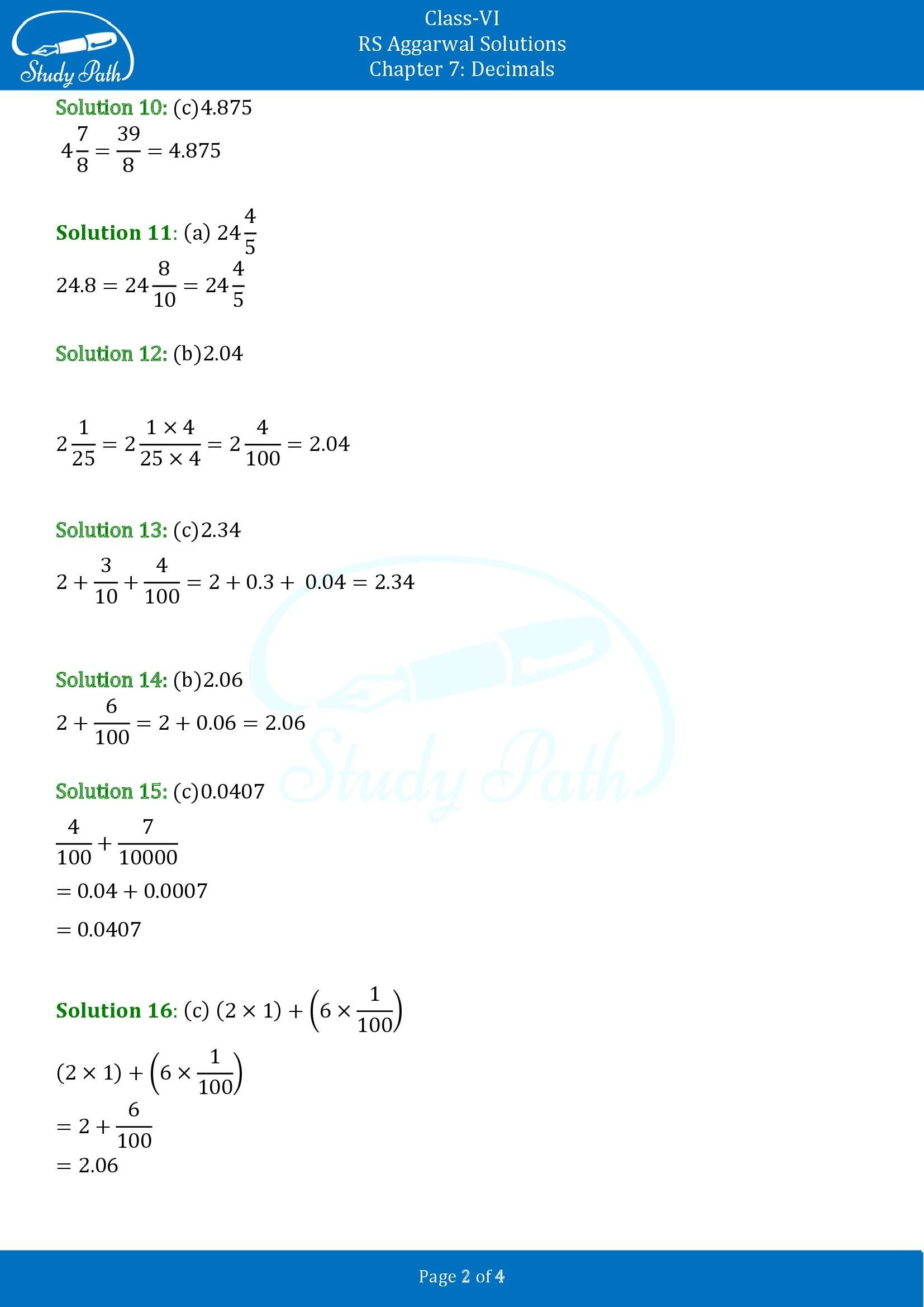 RS Aggarwal Solutions Class 6 Chapter 7 Decimals Exercise 7E MCQ 00002