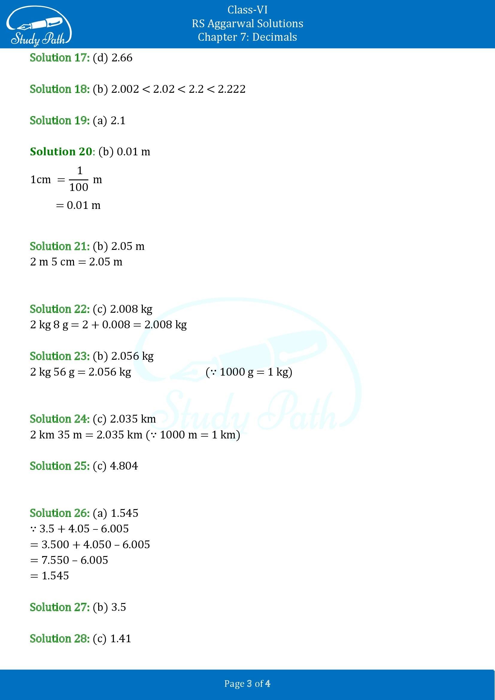 RS Aggarwal Solutions Class 6 Chapter 7 Decimals Exercise 7E MCQ 00003