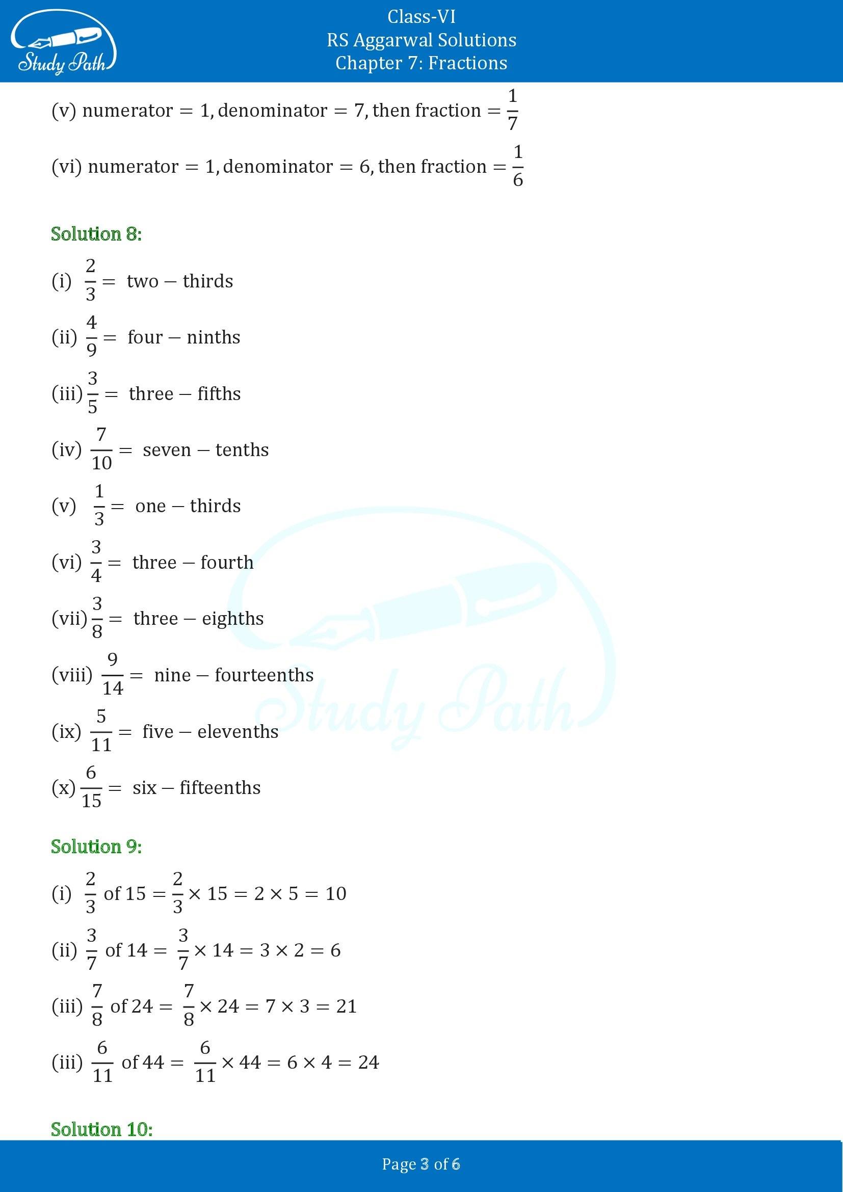 RS Aggarwal Solutions Class 6 Chapter 7 Fractions Exercise 7A 00003