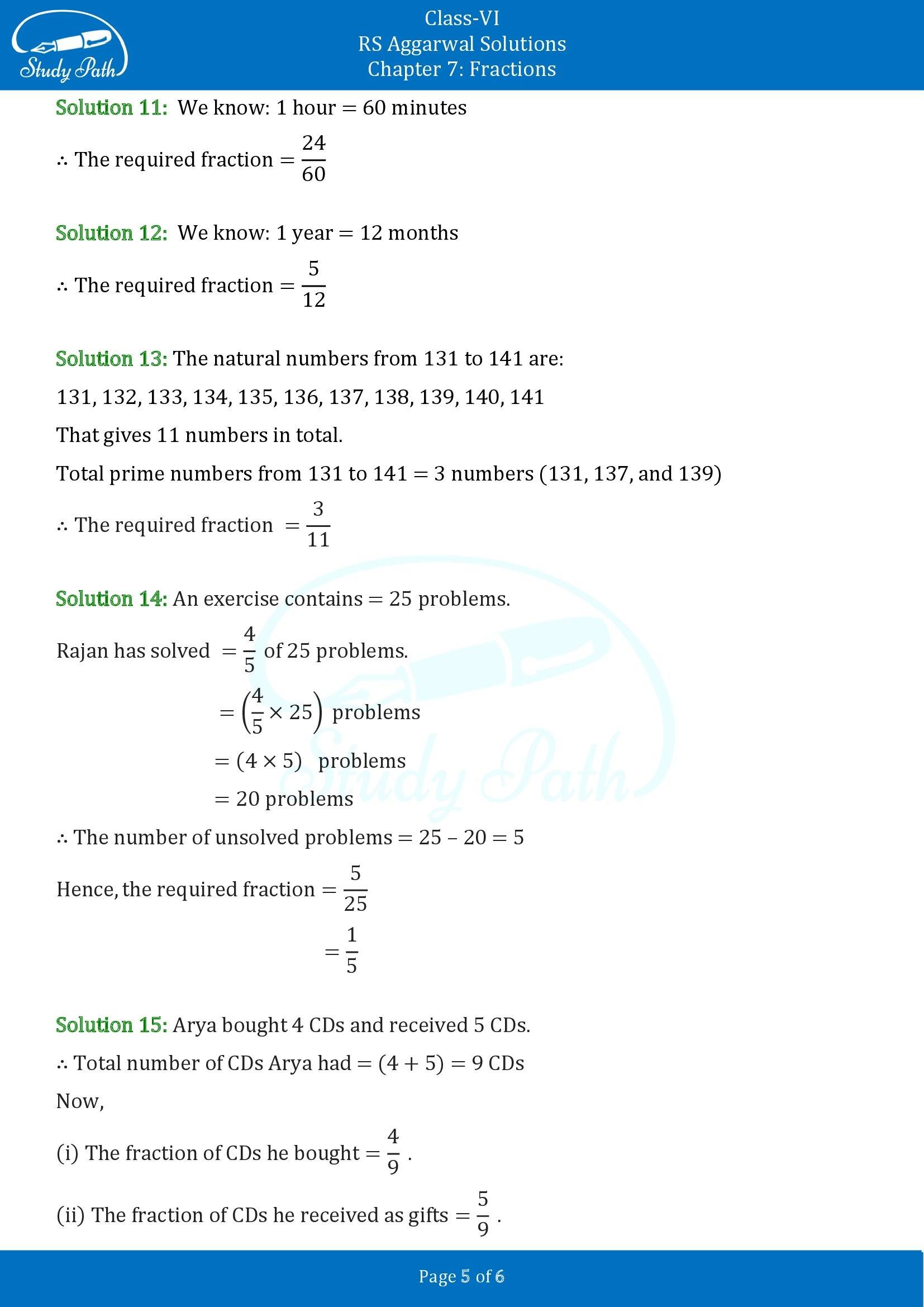 RS Aggarwal Solutions Class 6 Chapter 7 Fractions Exercise 7A 00005