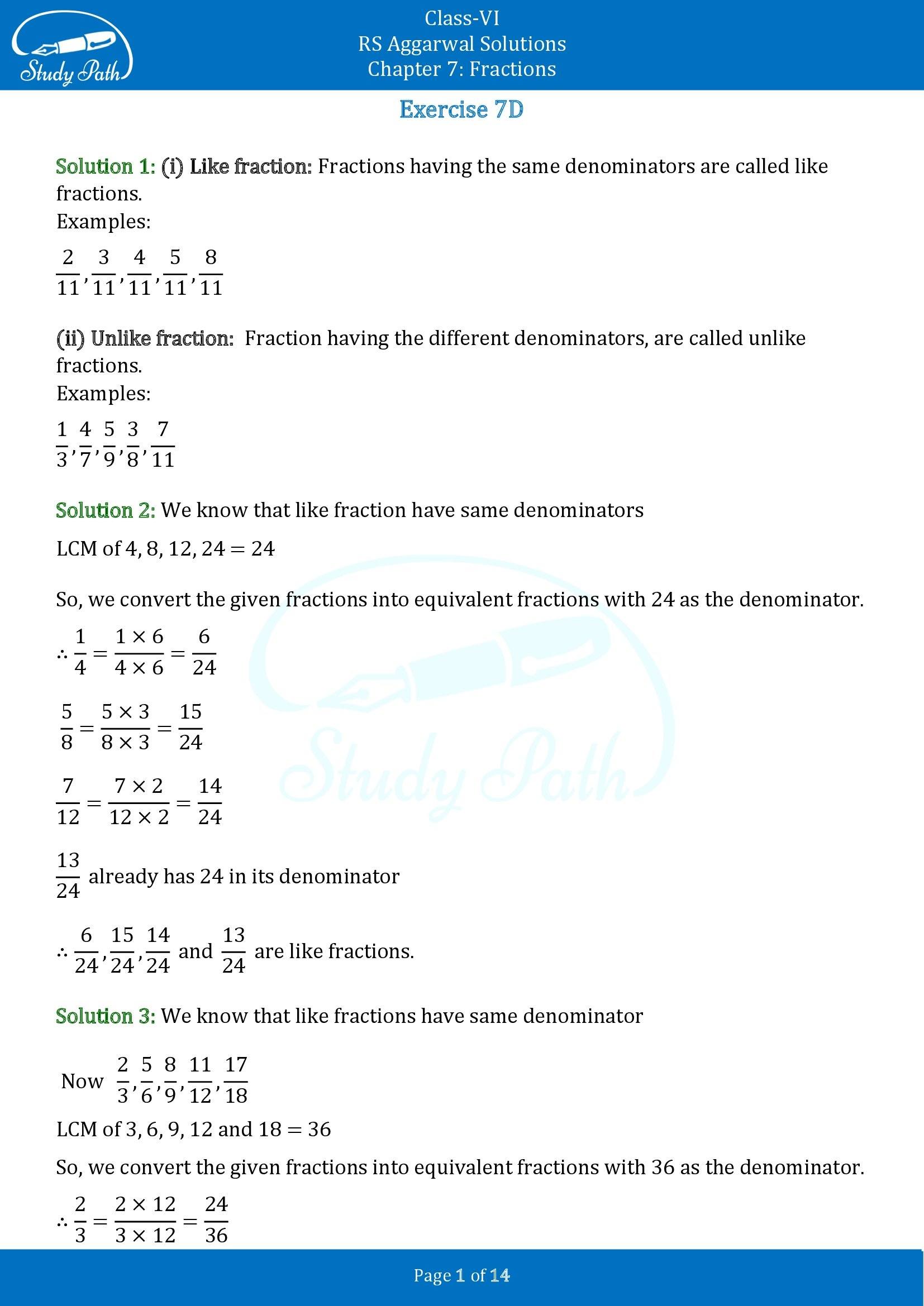 RS Aggarwal Solutions Class 6 Chapter 7 Fractions Exercise 7D 00001