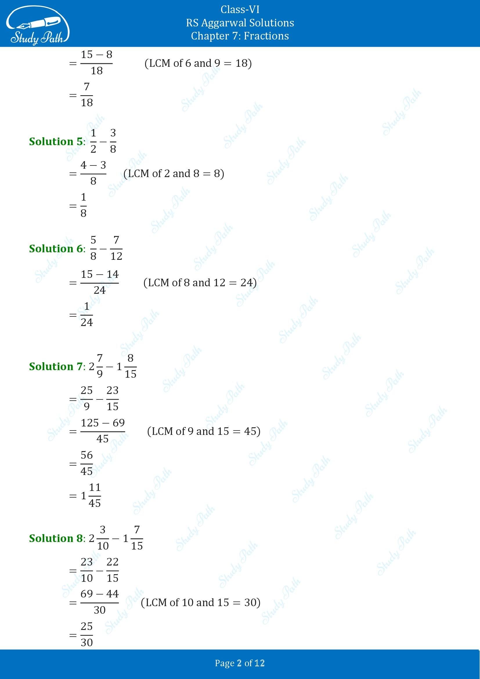 RS Aggarwal Solutions Class 6 Chapter 7 Fractions Exercise 7F 00002